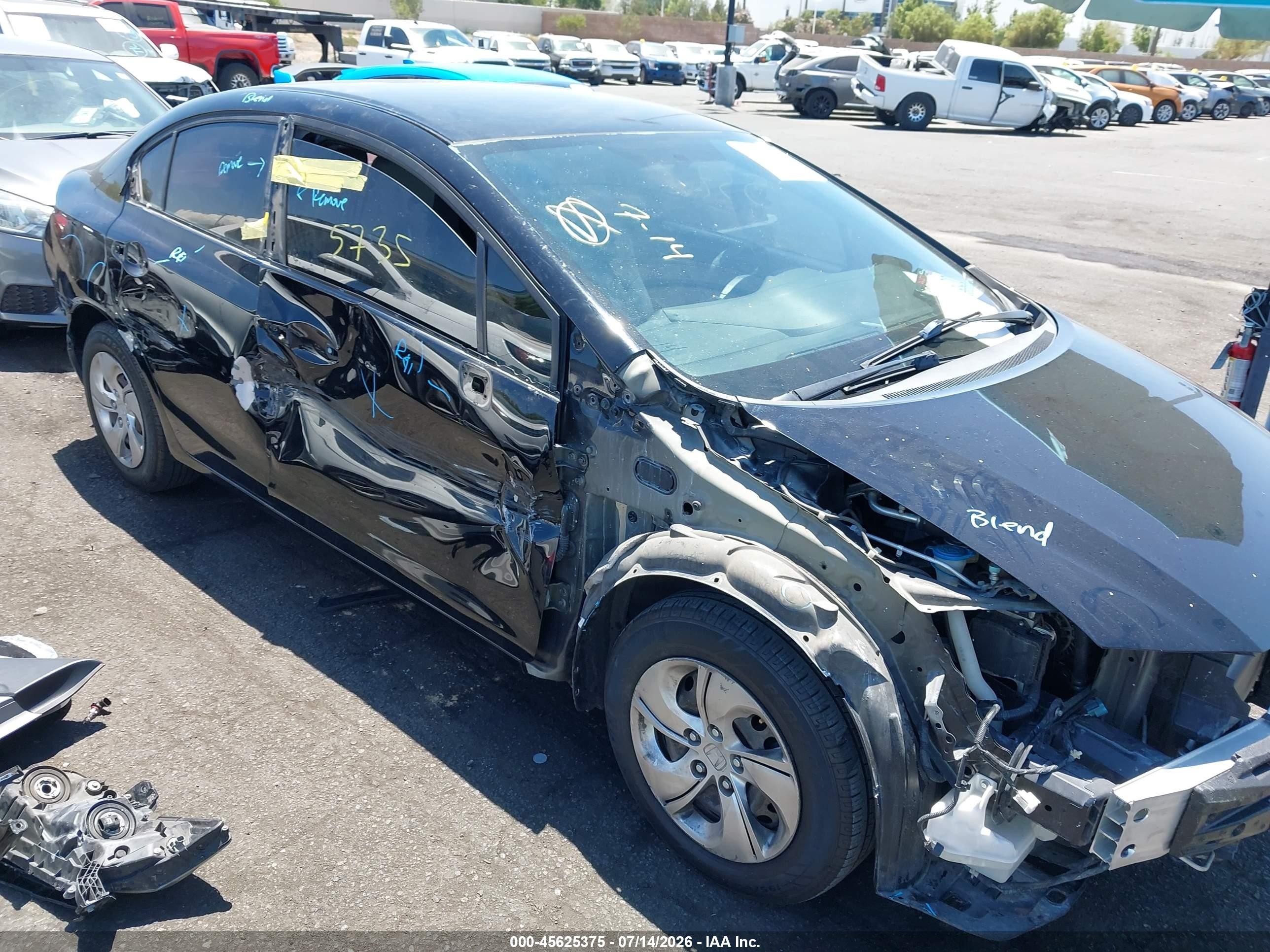 2015 Honda Civic Lx Black vin: 19XFB2F52FE704719