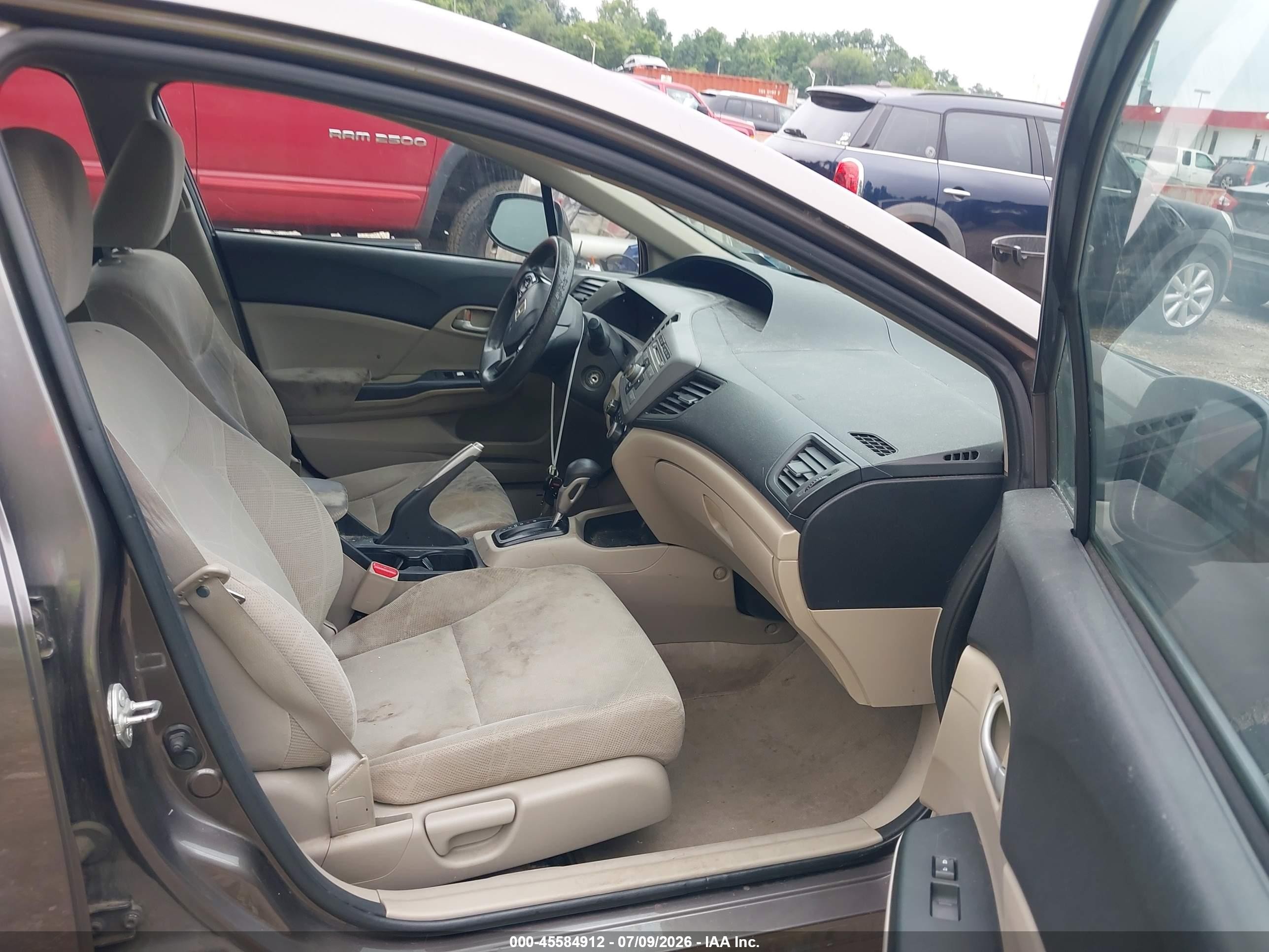2012 Honda Civic Lx Brown vin: 19XFB2F53CE015350