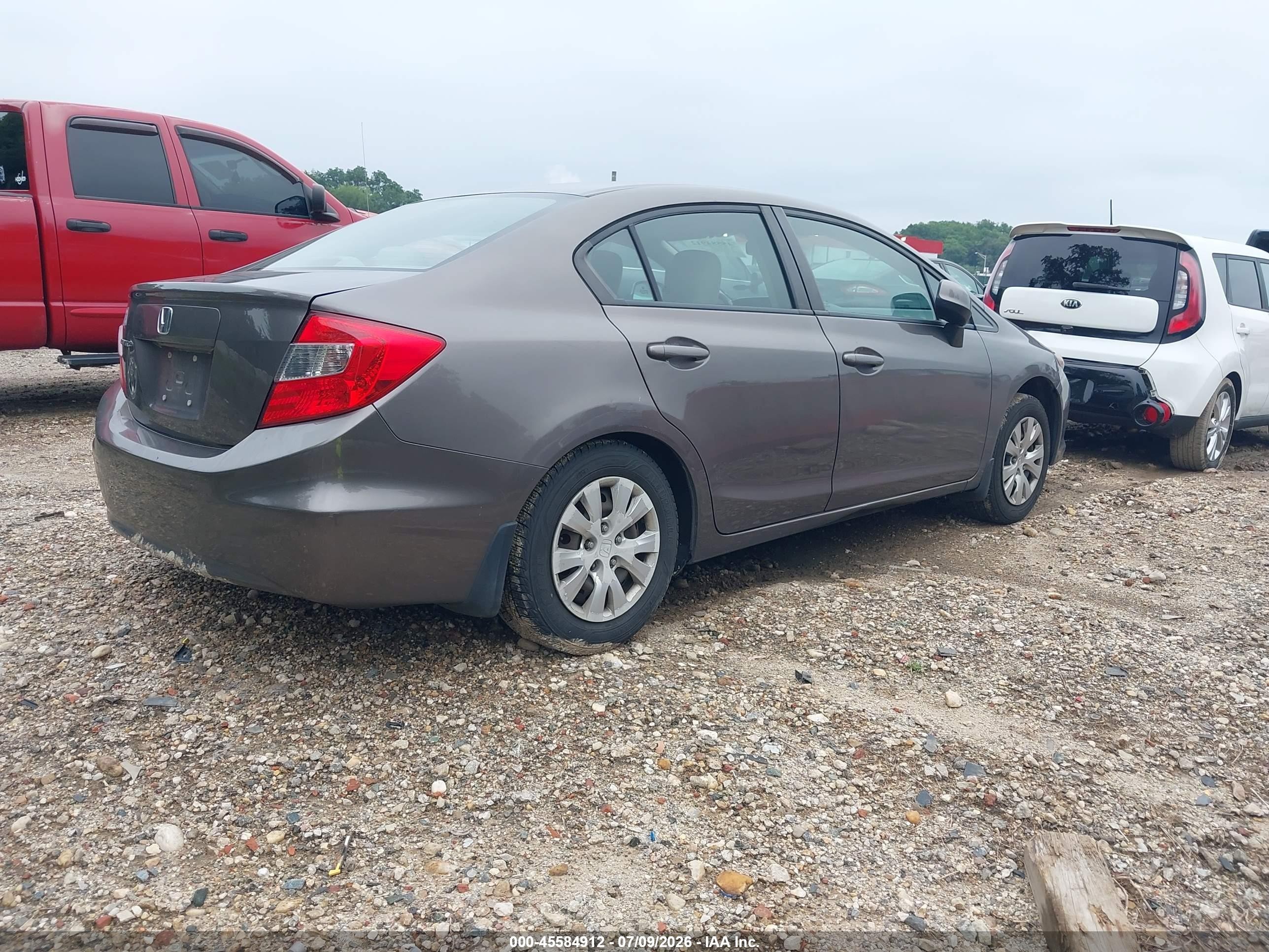 2012 Honda Civic Lx Brown vin: 19XFB2F53CE015350