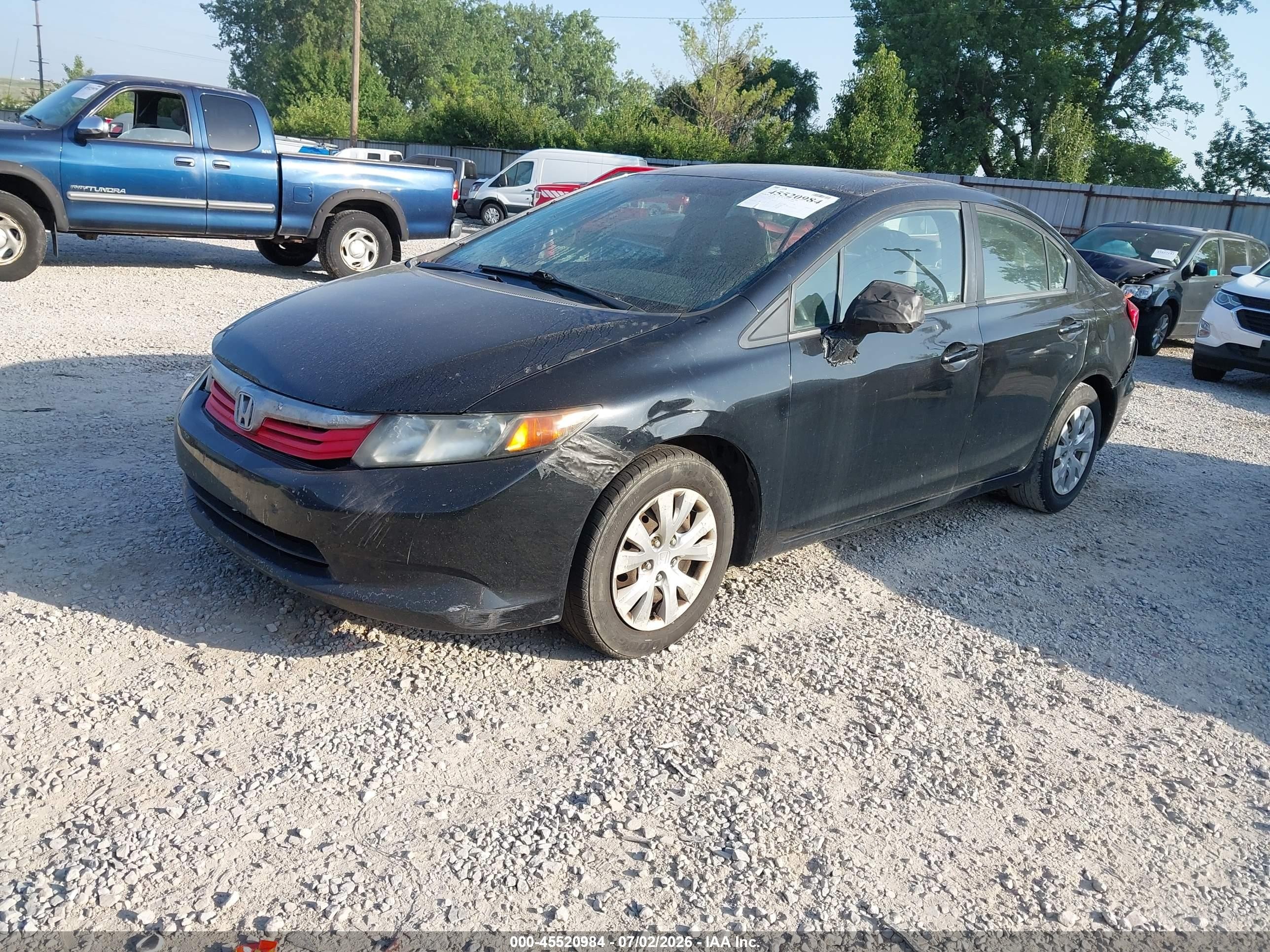 2012 Honda Civic Lx Black vin: 19XFB2F53CE024758