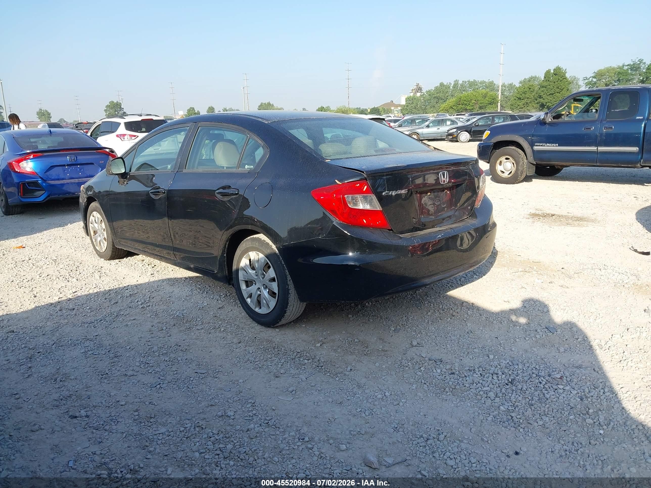 2012 Honda Civic Lx Black vin: 19XFB2F53CE024758