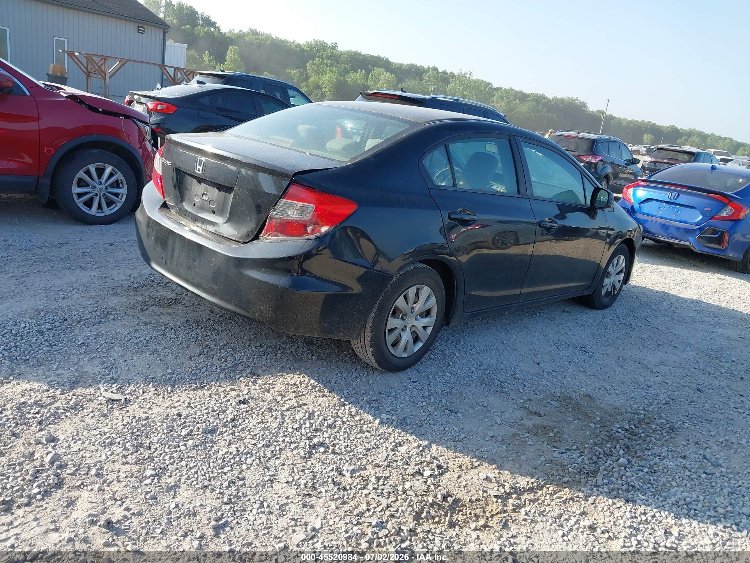2012 Honda Civic Lx Black vin: 19XFB2F53CE024758