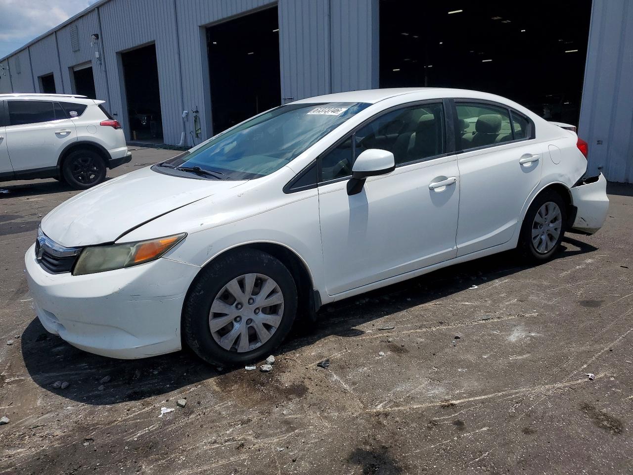 2012 Honda Civic Lx White vin: 19XFB2F53CE040491