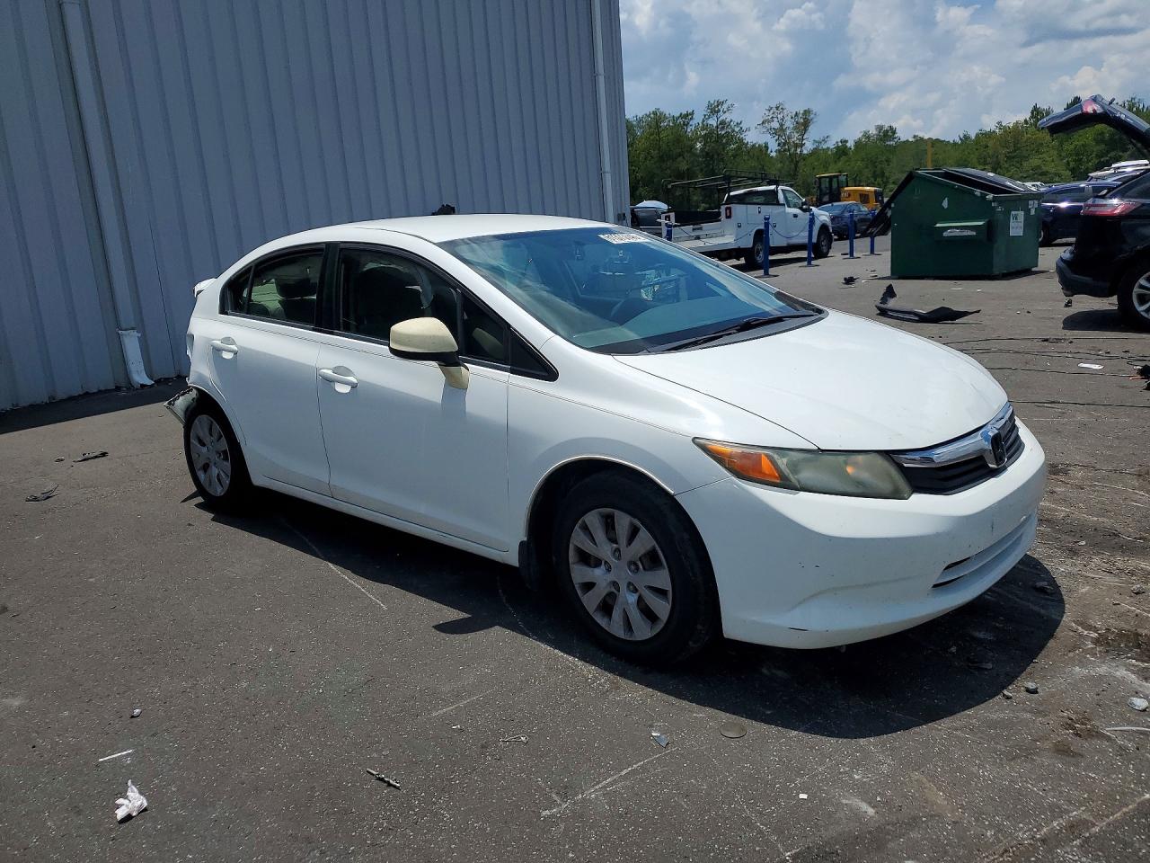 2012 Honda Civic Lx White vin: 19XFB2F53CE040491
