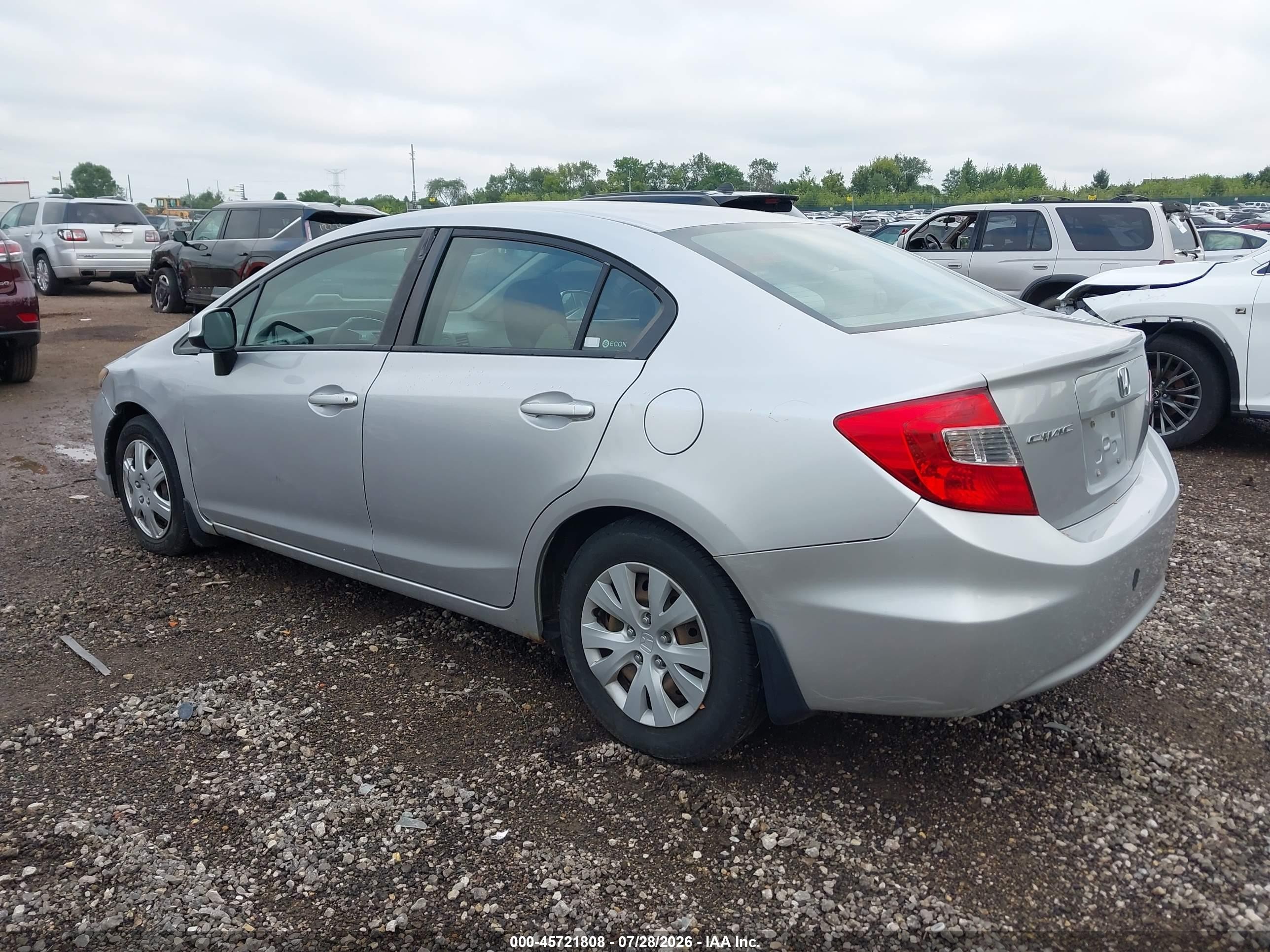 2012 Honda Civic Lx Silver vin: 19XFB2F53CE049336
