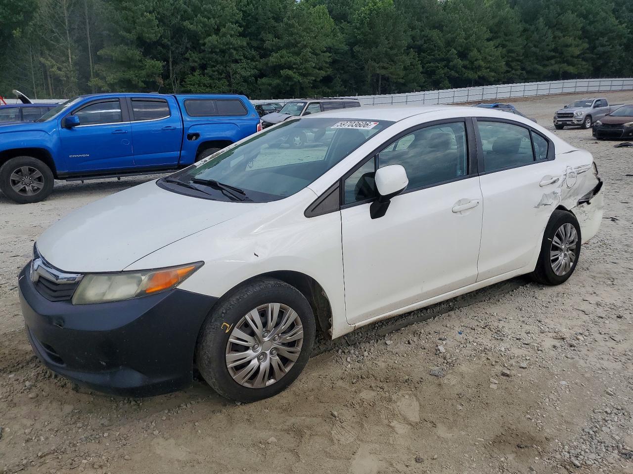 2012 Honda Civic Lx White vin: 19XFB2F53CE051149