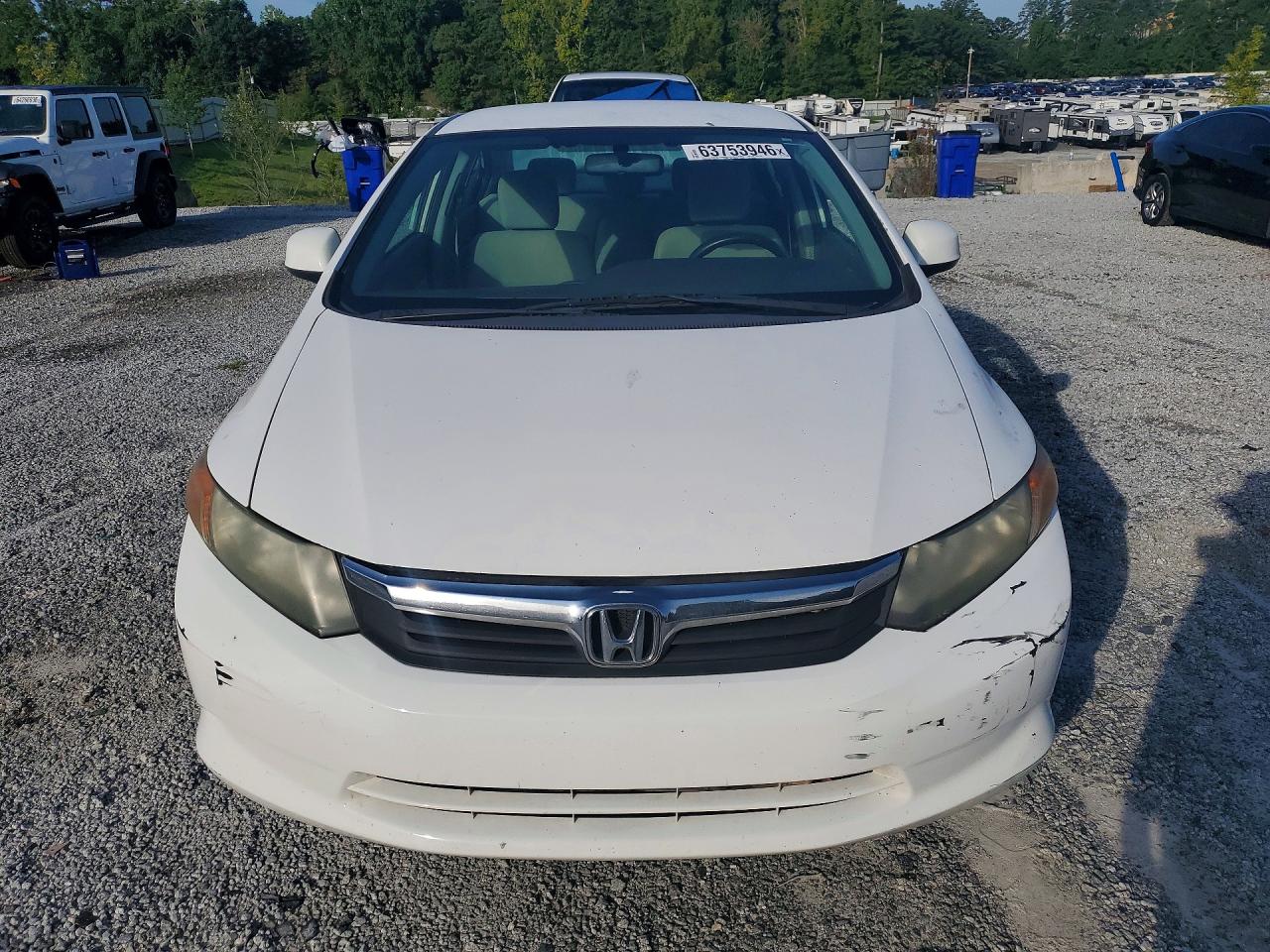 2012 Honda Civic Lx White vin: 19XFB2F53CE060899