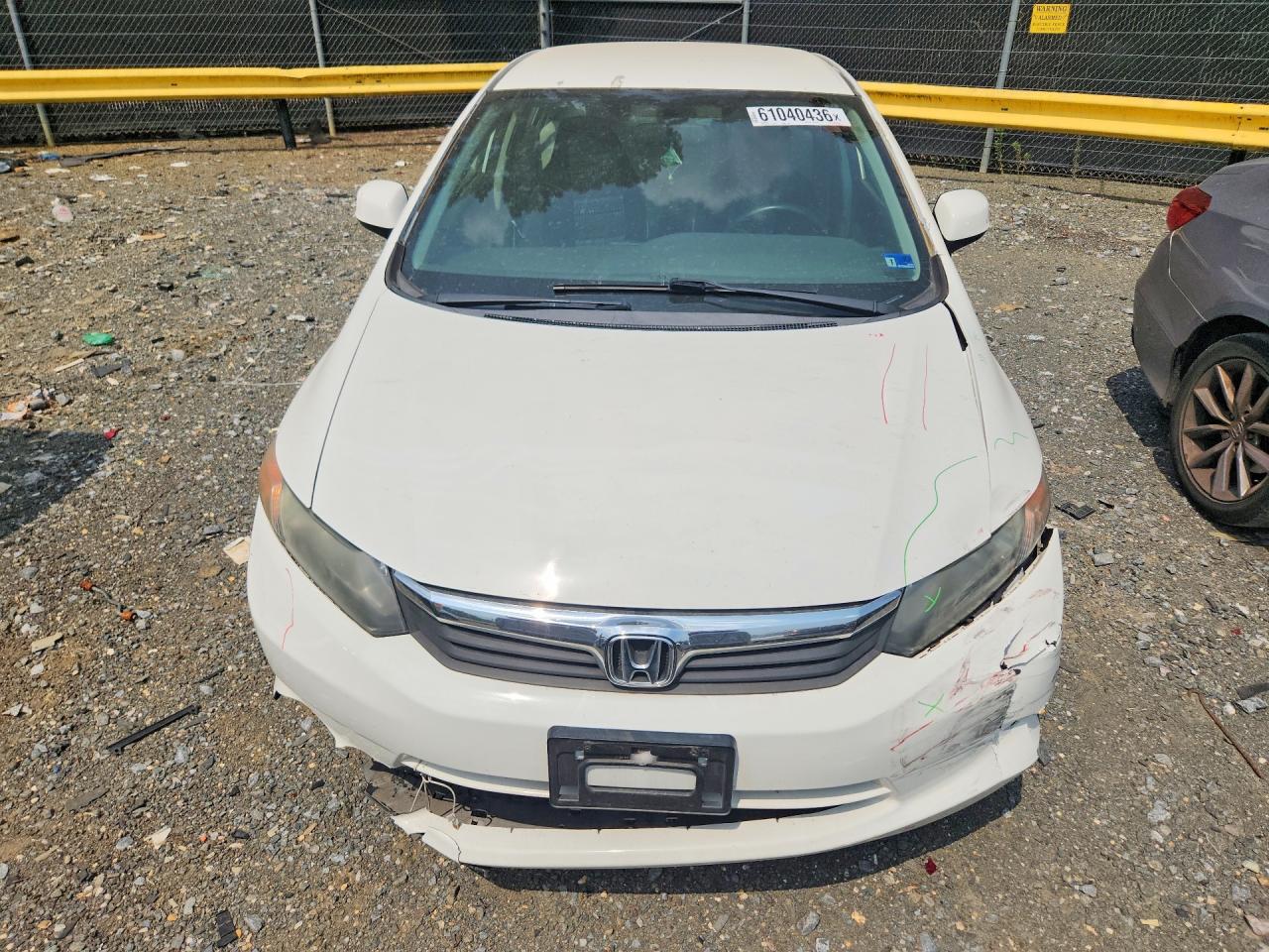 2012 Honda Civic Lx White vin: 19XFB2F53CE070512