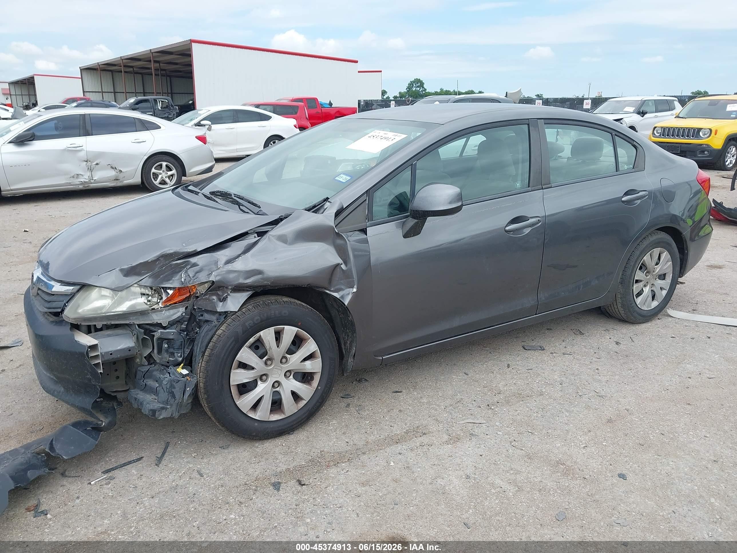 2012 Honda Civic Lx Серый vin: 19XFB2F53CE076133