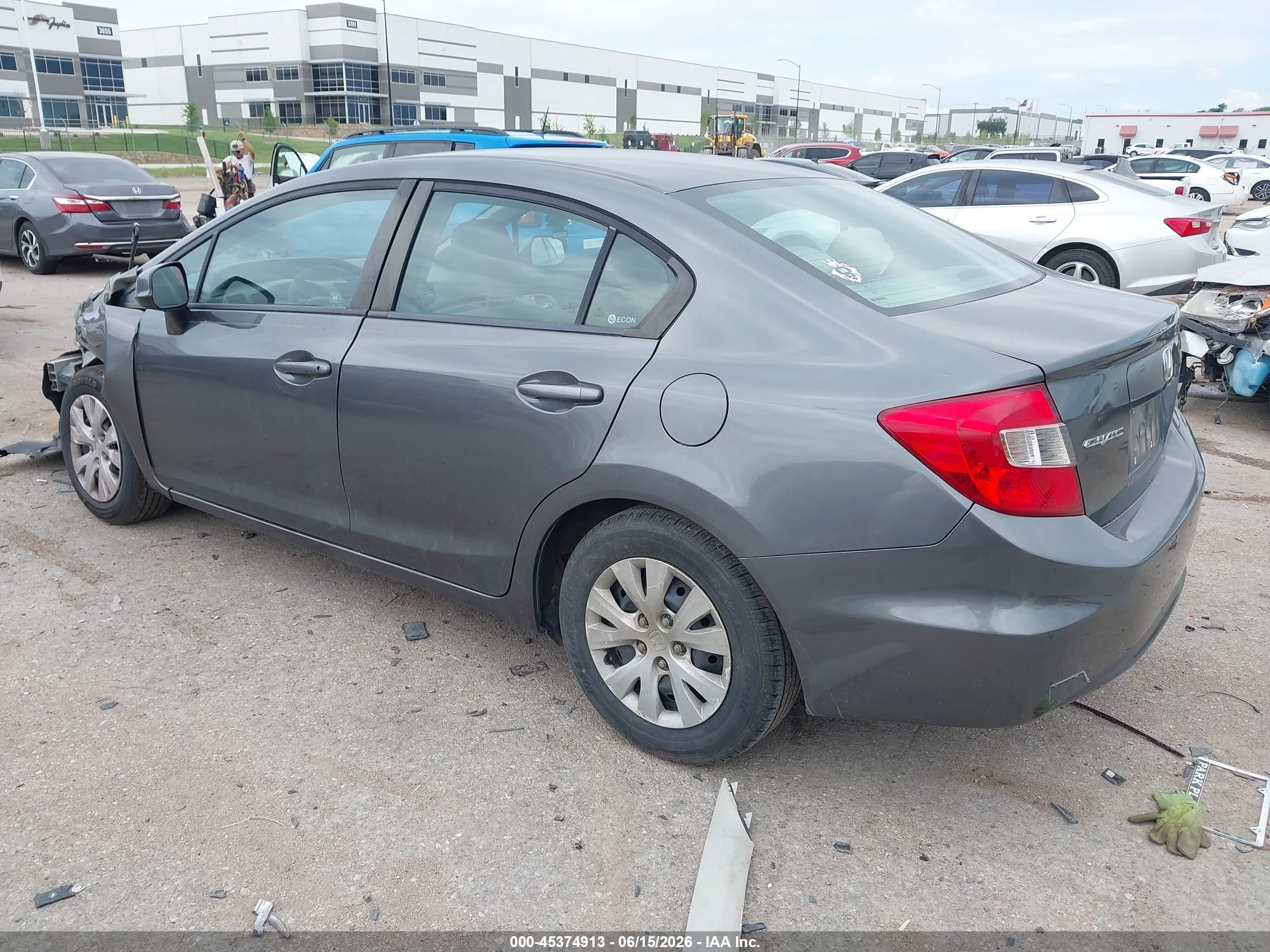 2012 Honda Civic Lx Серый vin: 19XFB2F53CE076133