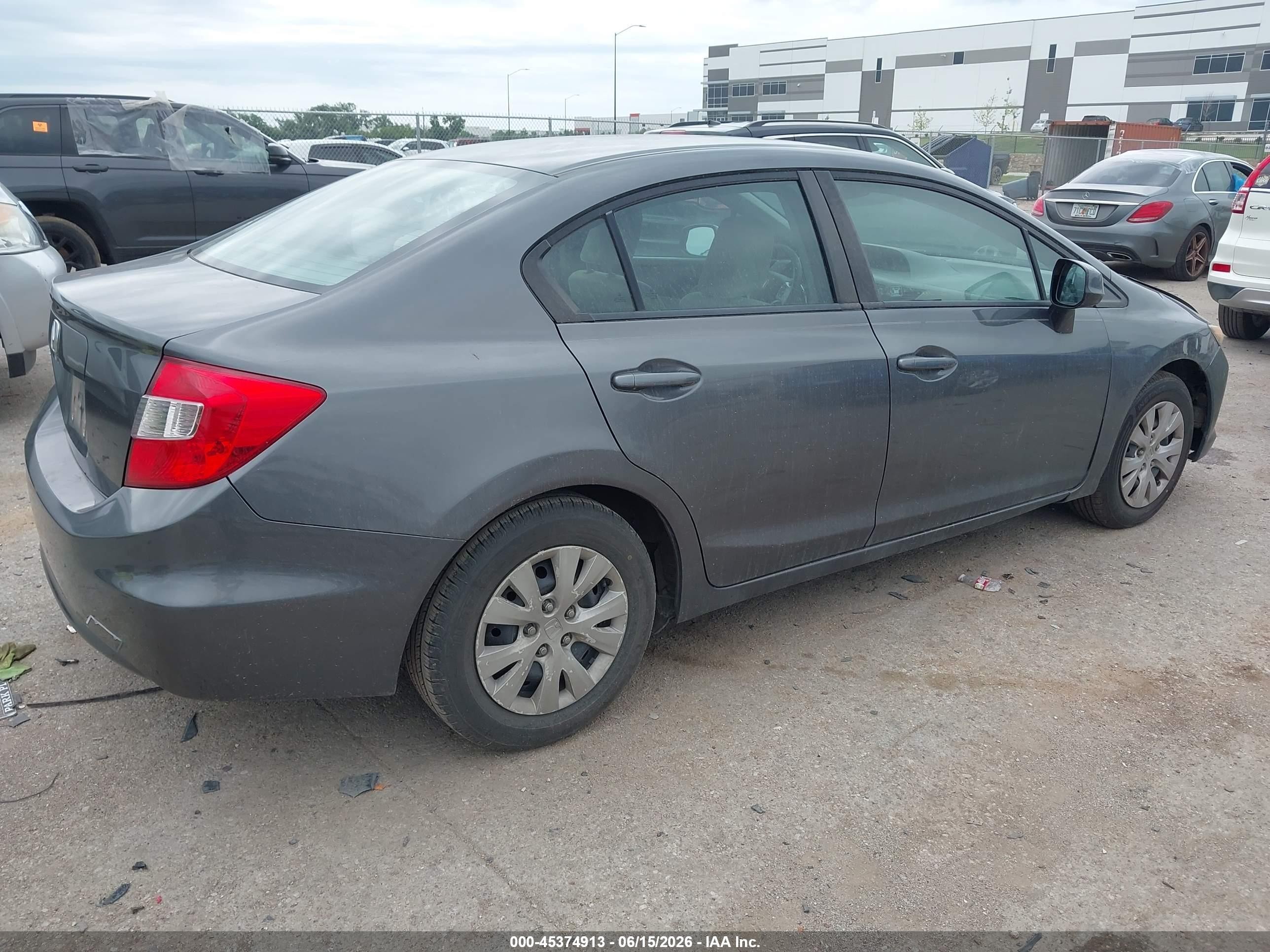 2012 Honda Civic Lx Серый vin: 19XFB2F53CE076133