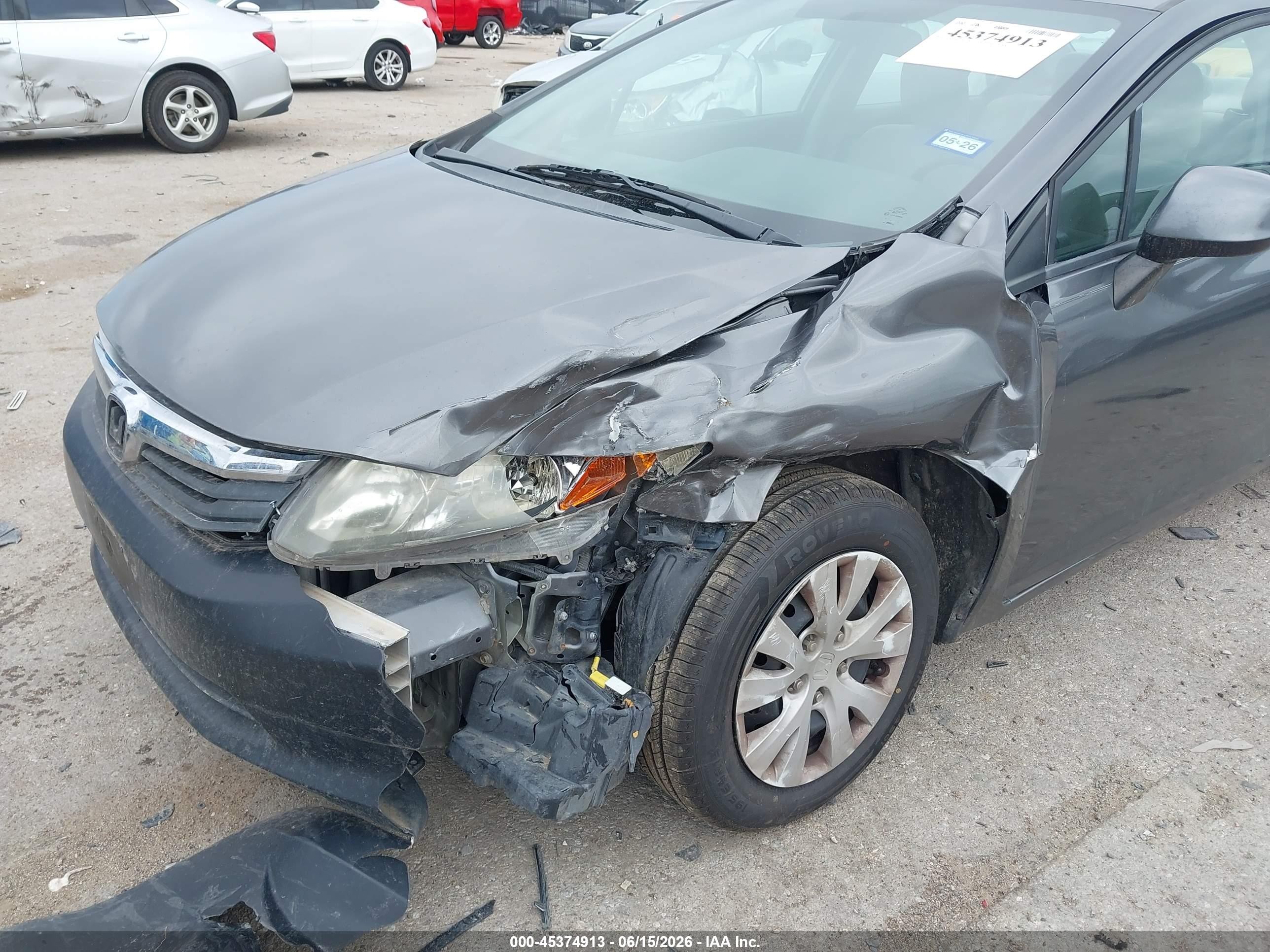 2012 Honda Civic Lx Серый vin: 19XFB2F53CE076133