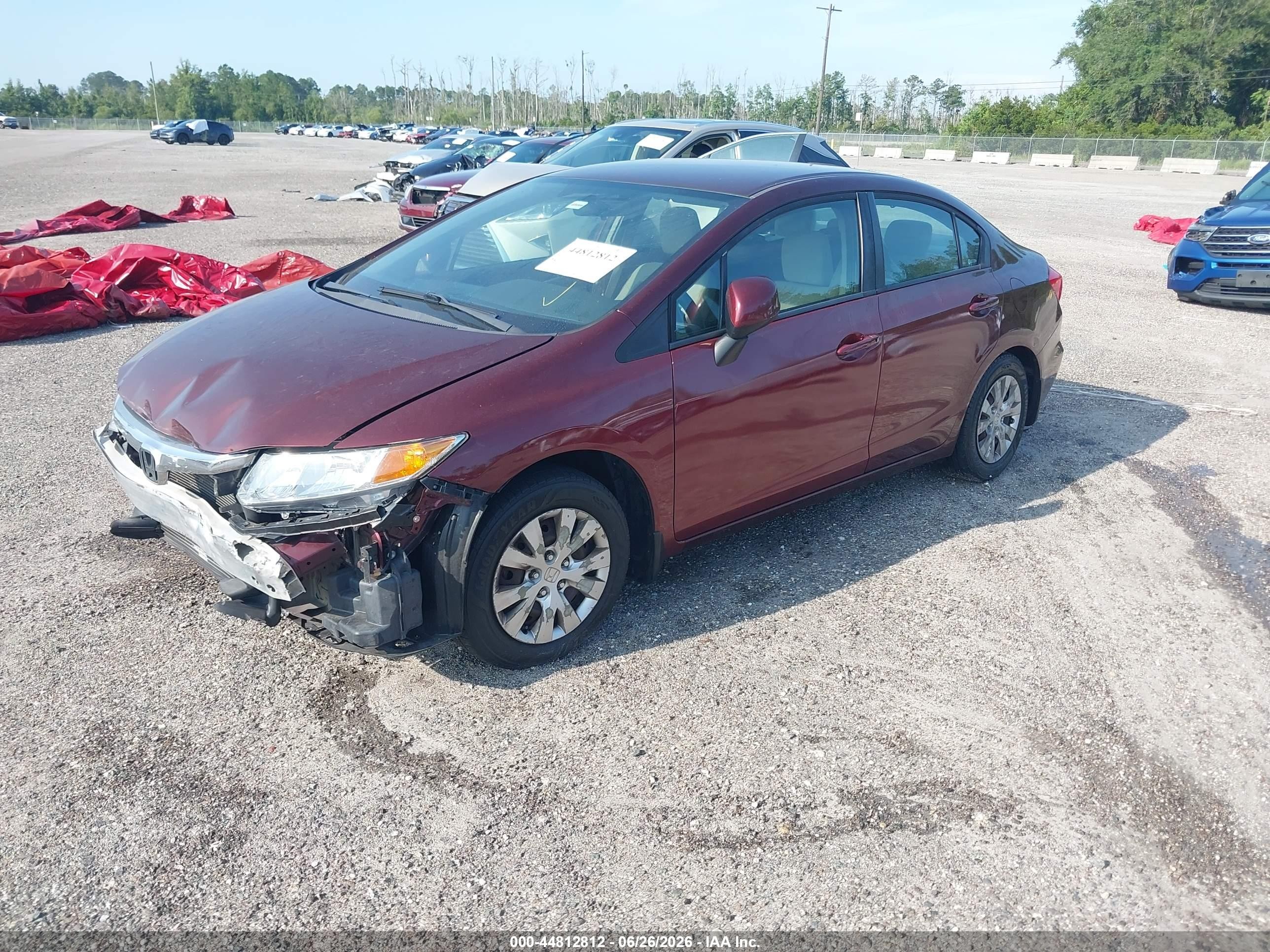 2012 Honda Civic Lx Maroon vin: 19XFB2F53CE084720