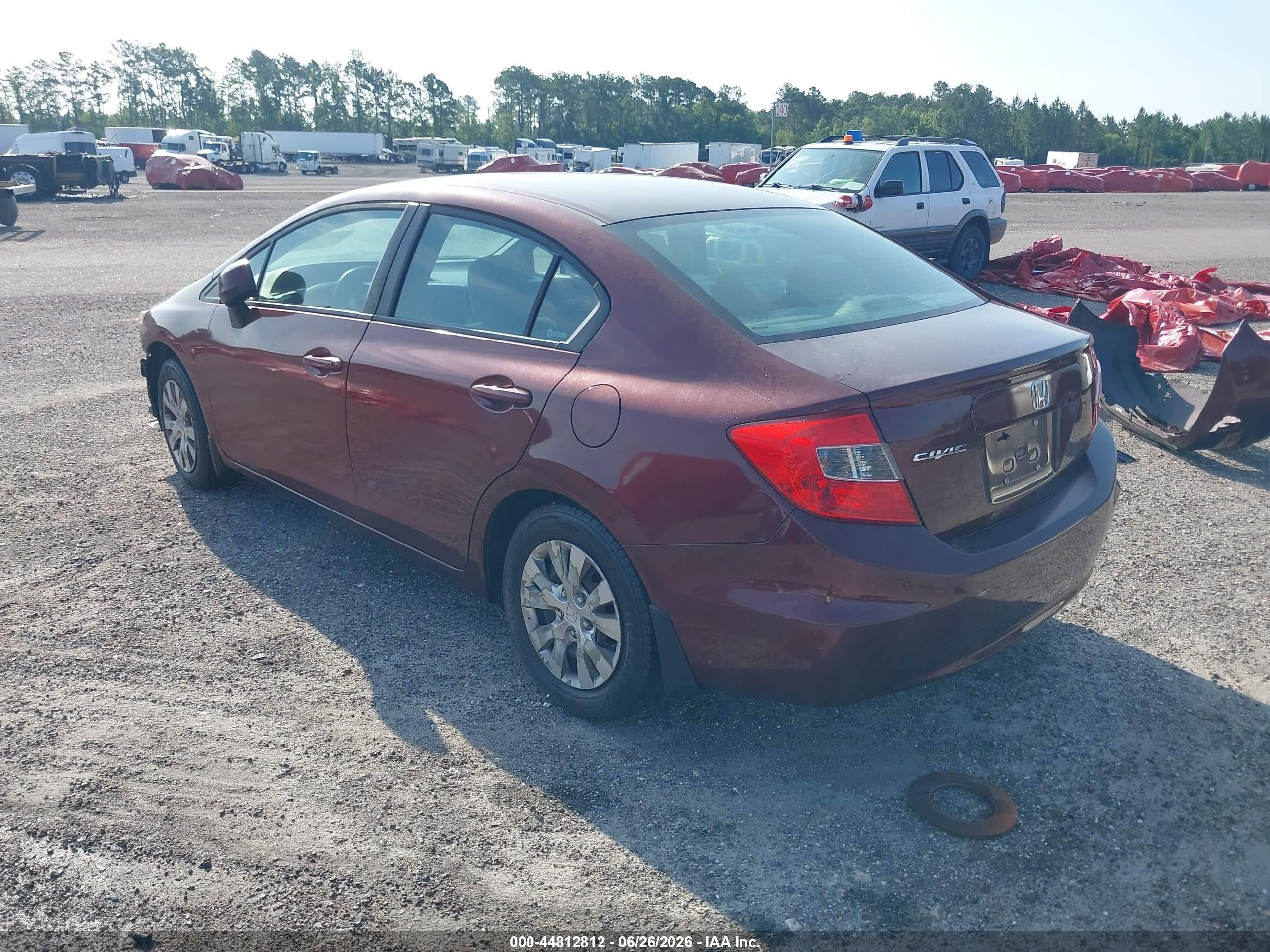 2012 Honda Civic Lx Maroon vin: 19XFB2F53CE084720