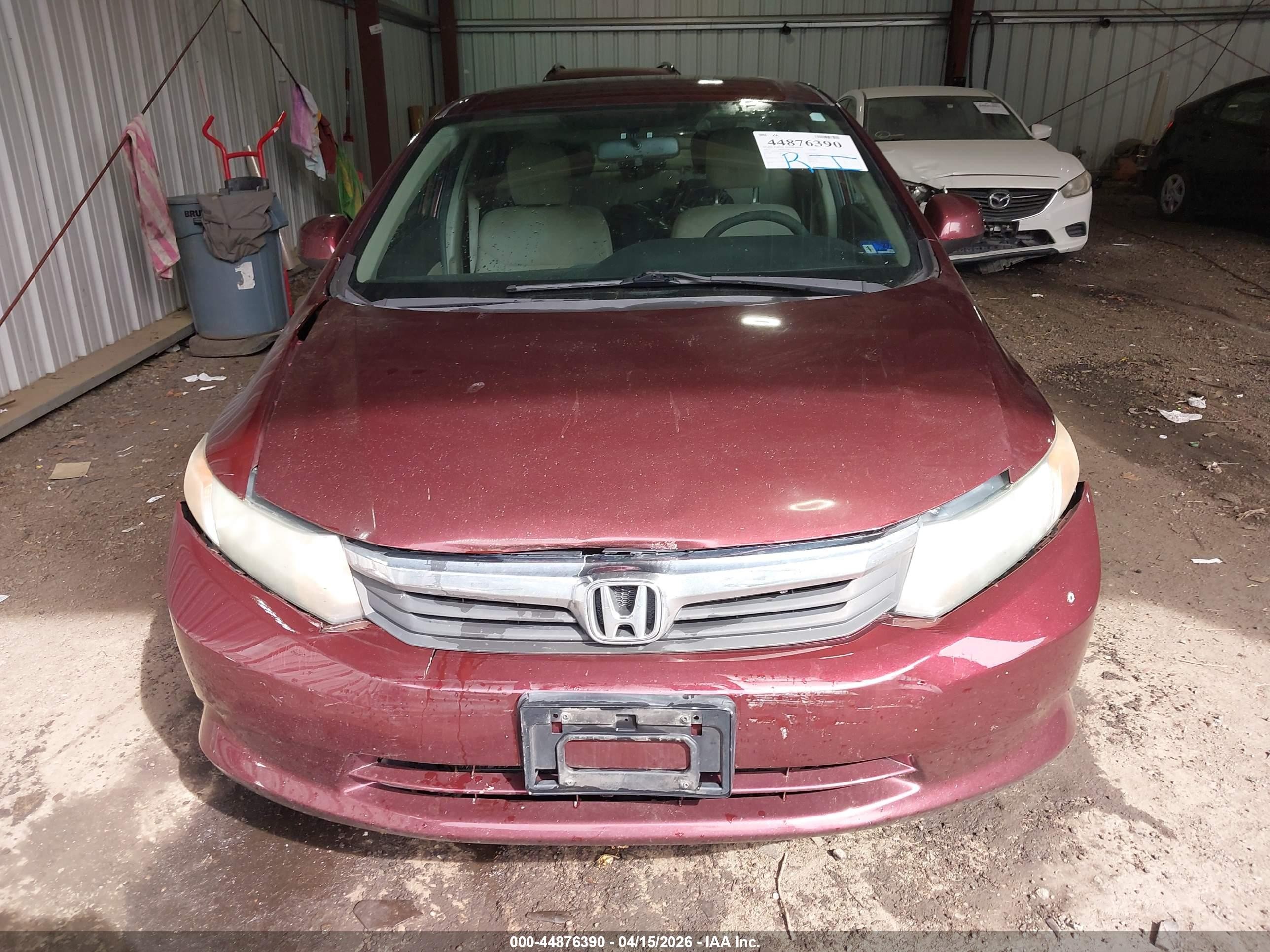2012 Honda Civic Lx Burgundy vin: 19XFB2F53CE095619