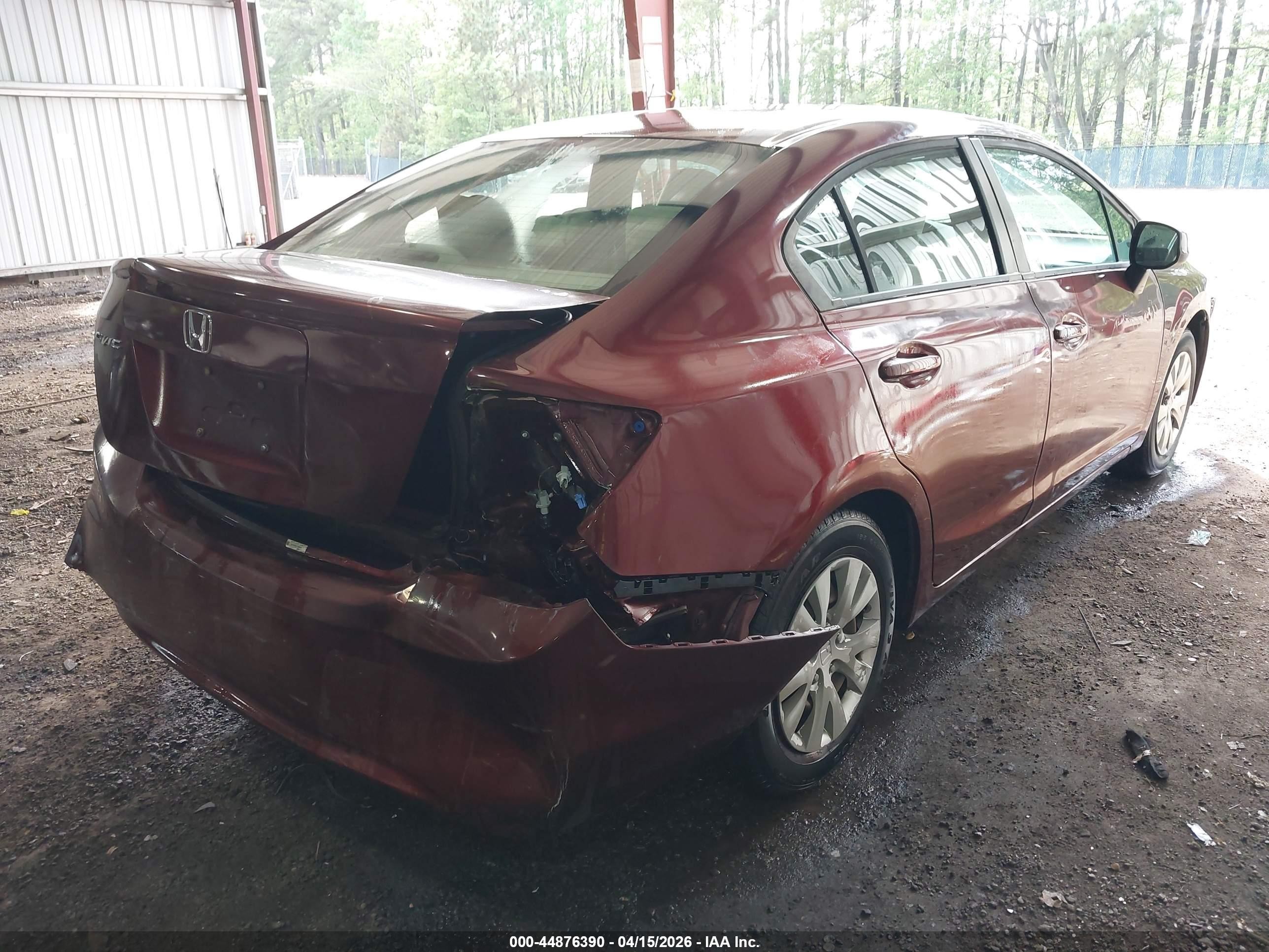 2012 Honda Civic Lx Burgundy vin: 19XFB2F53CE095619