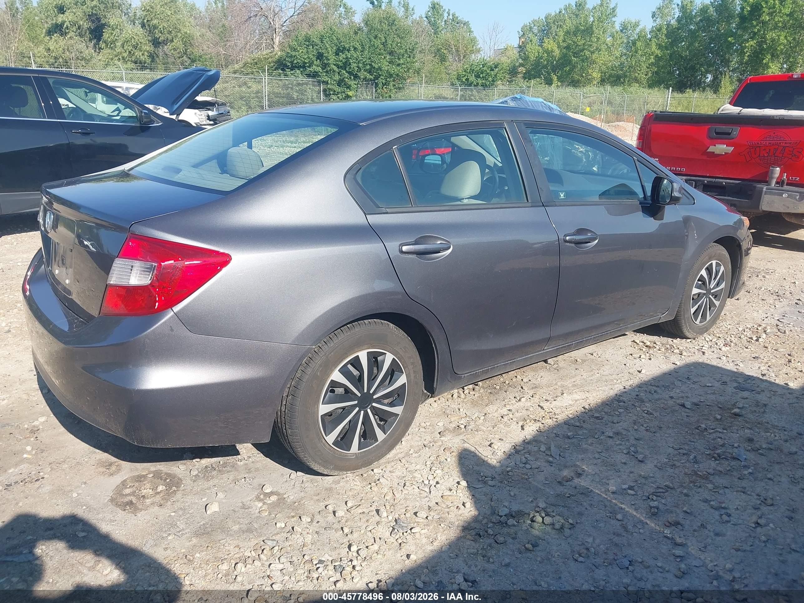 2012 Honda Civic Lx Gray vin: 19XFB2F53CE098388