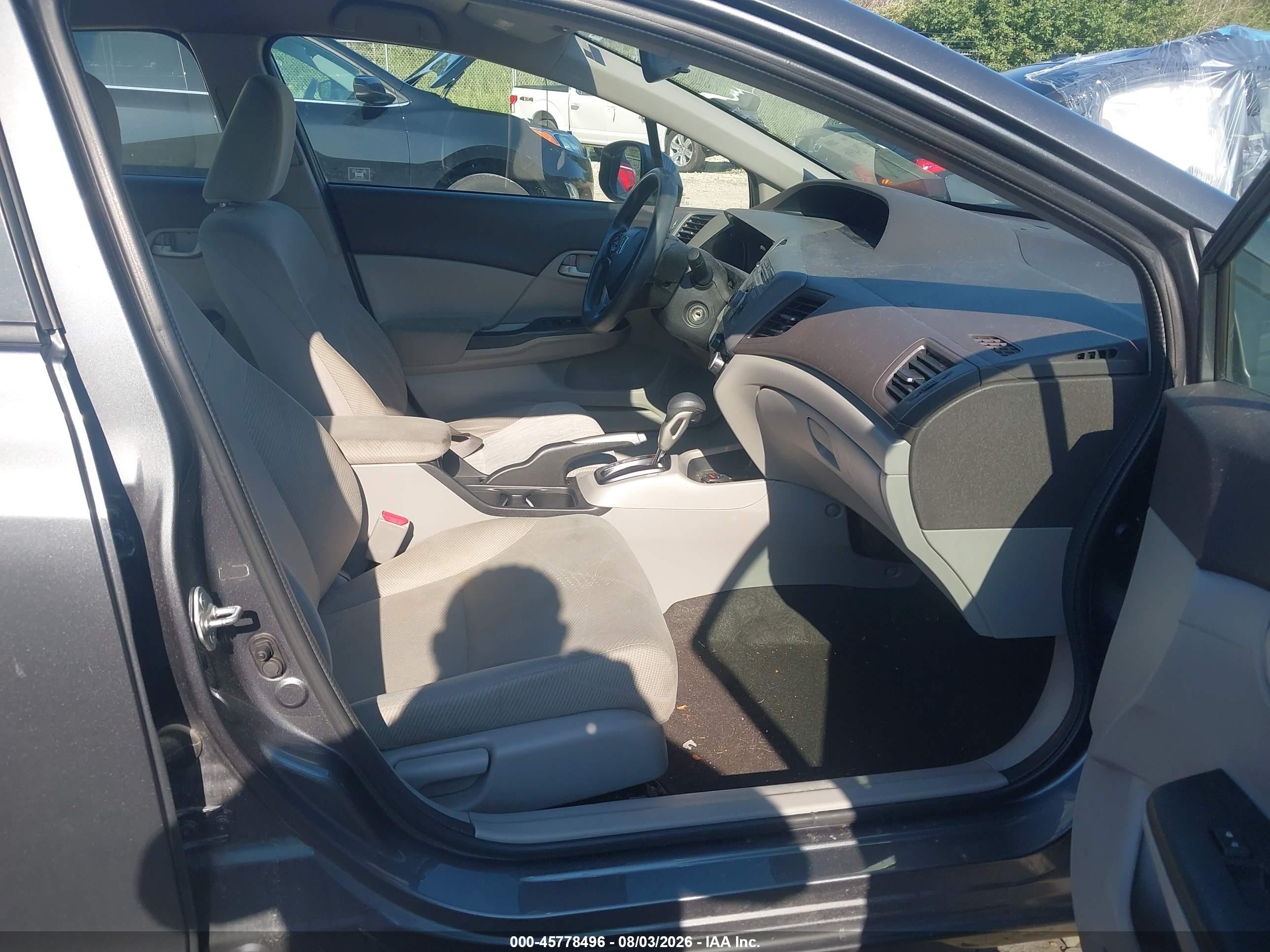 2012 Honda Civic Lx Gray vin: 19XFB2F53CE098388