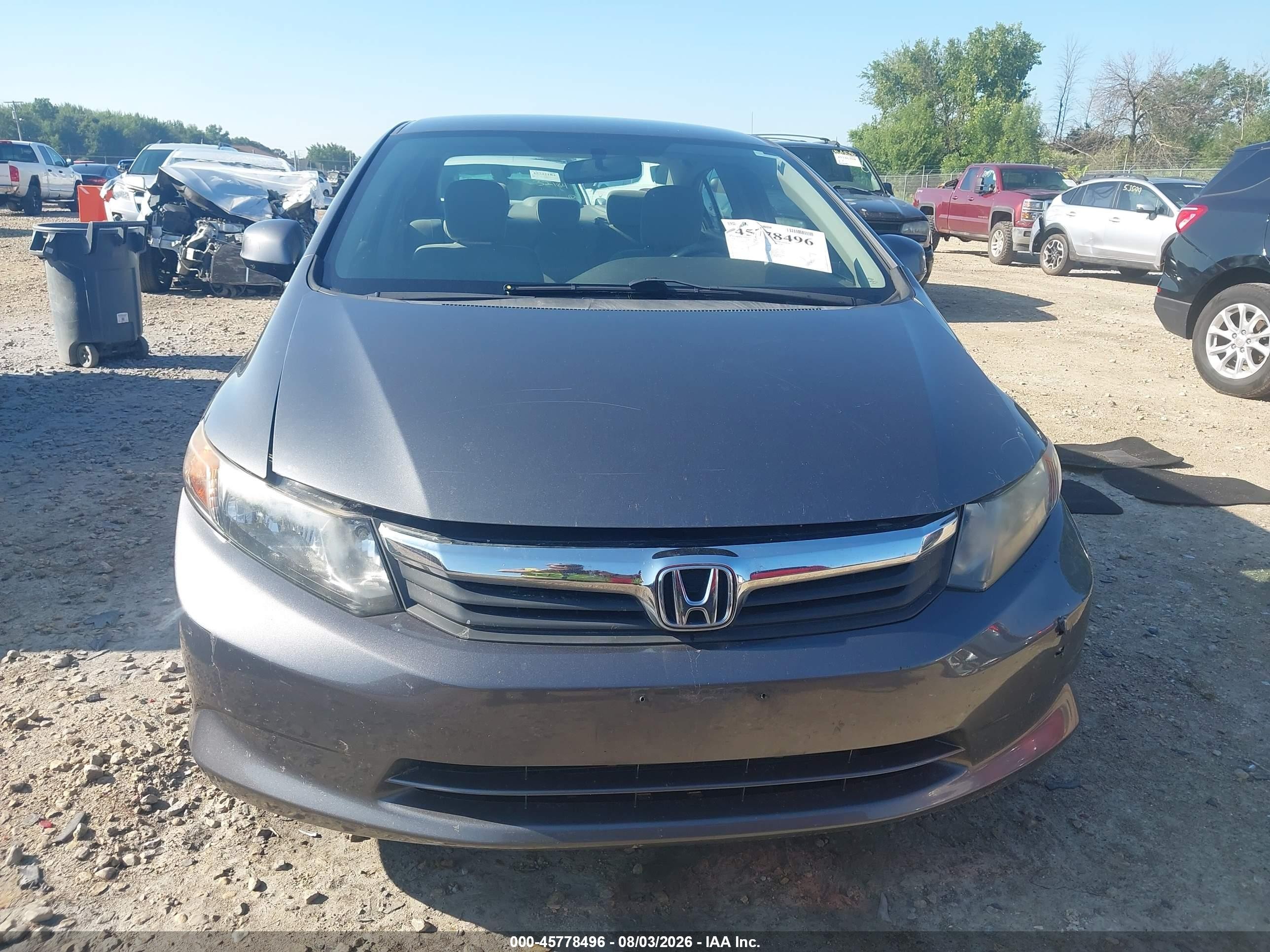 2012 Honda Civic Lx Gray vin: 19XFB2F53CE098388