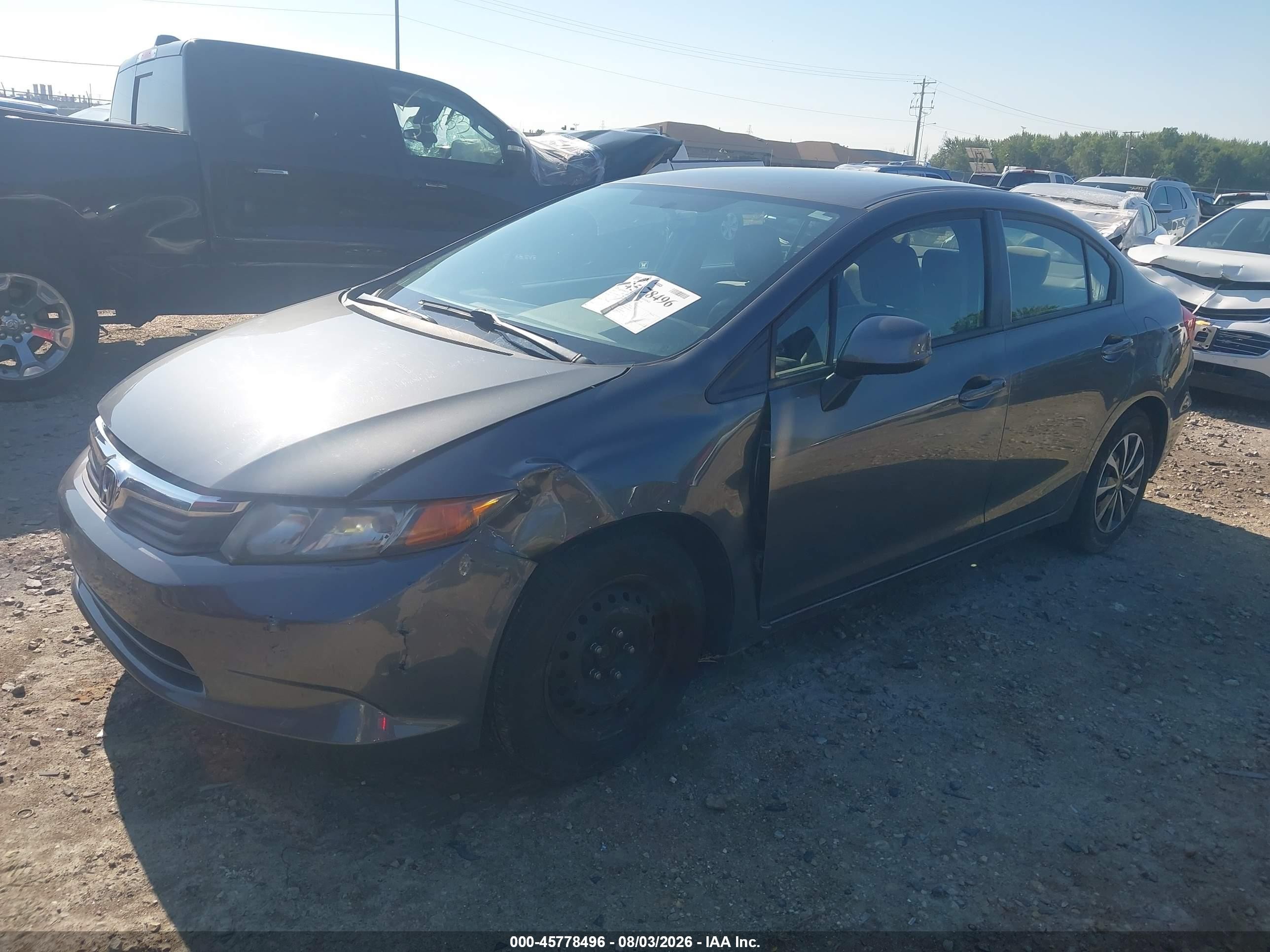 2012 Honda Civic Lx Gray vin: 19XFB2F53CE098388