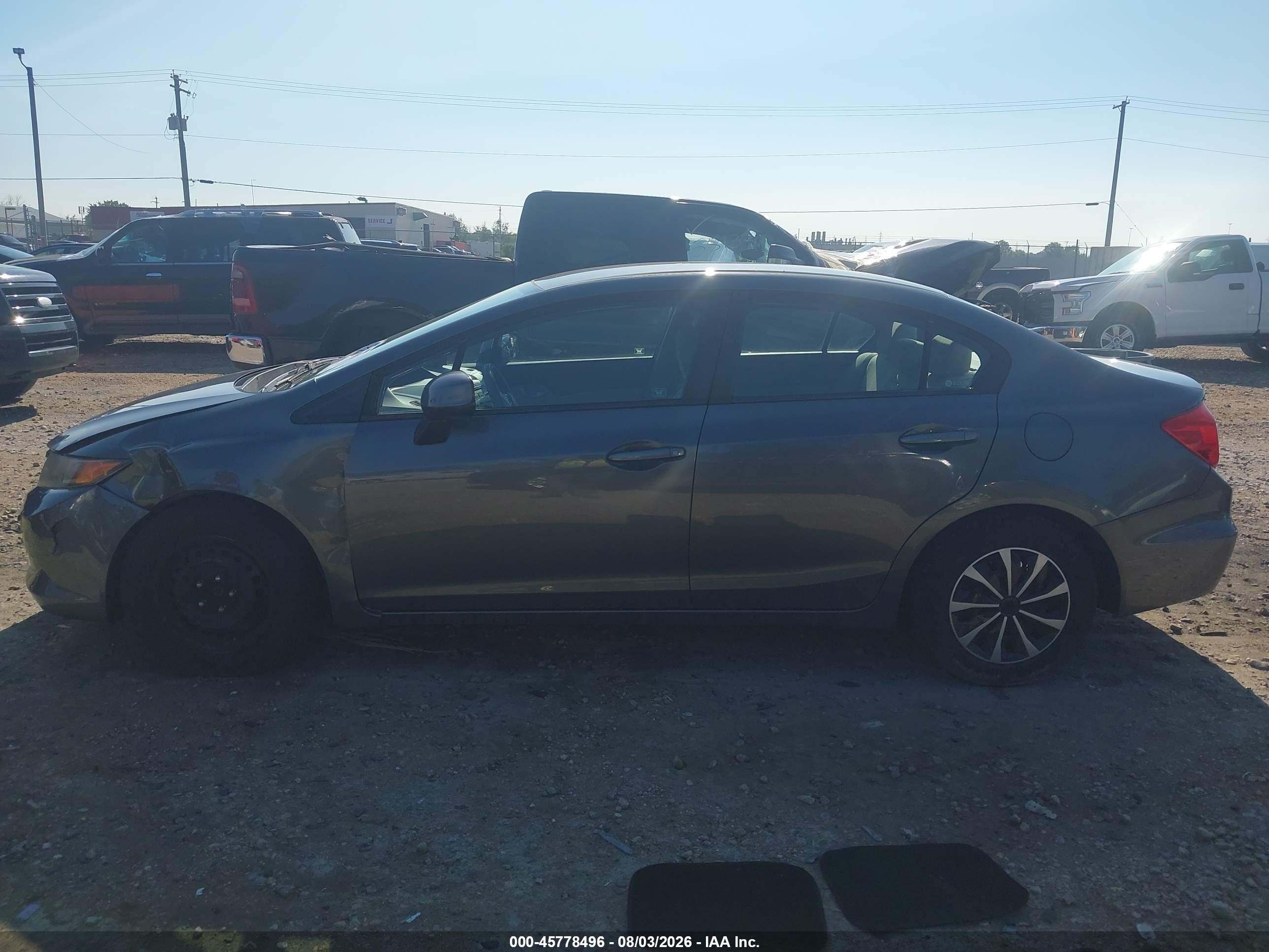 2012 Honda Civic Lx Gray vin: 19XFB2F53CE098388