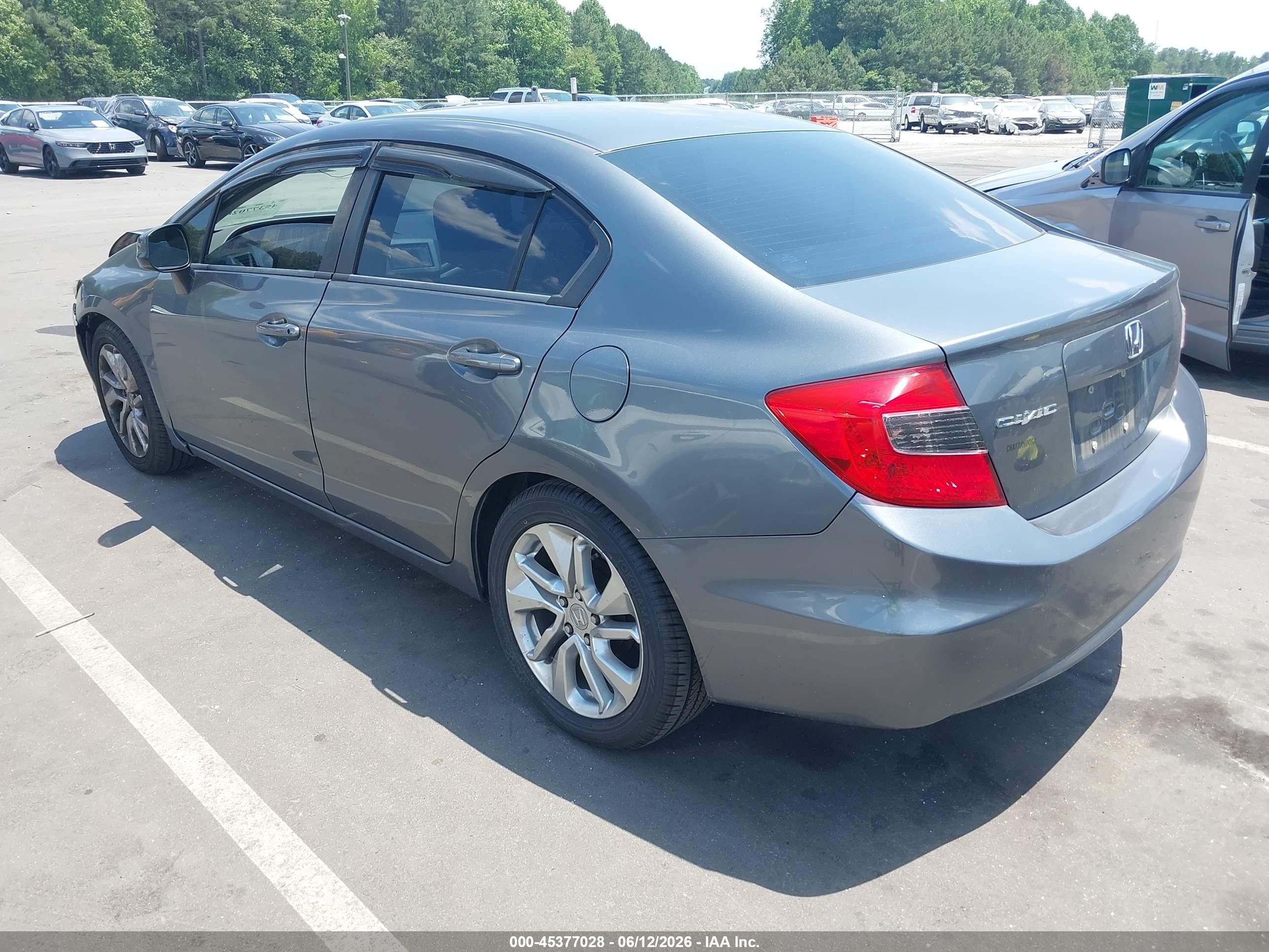 2012 Honda Civic Lx Серый vin: 19XFB2F53CE104576