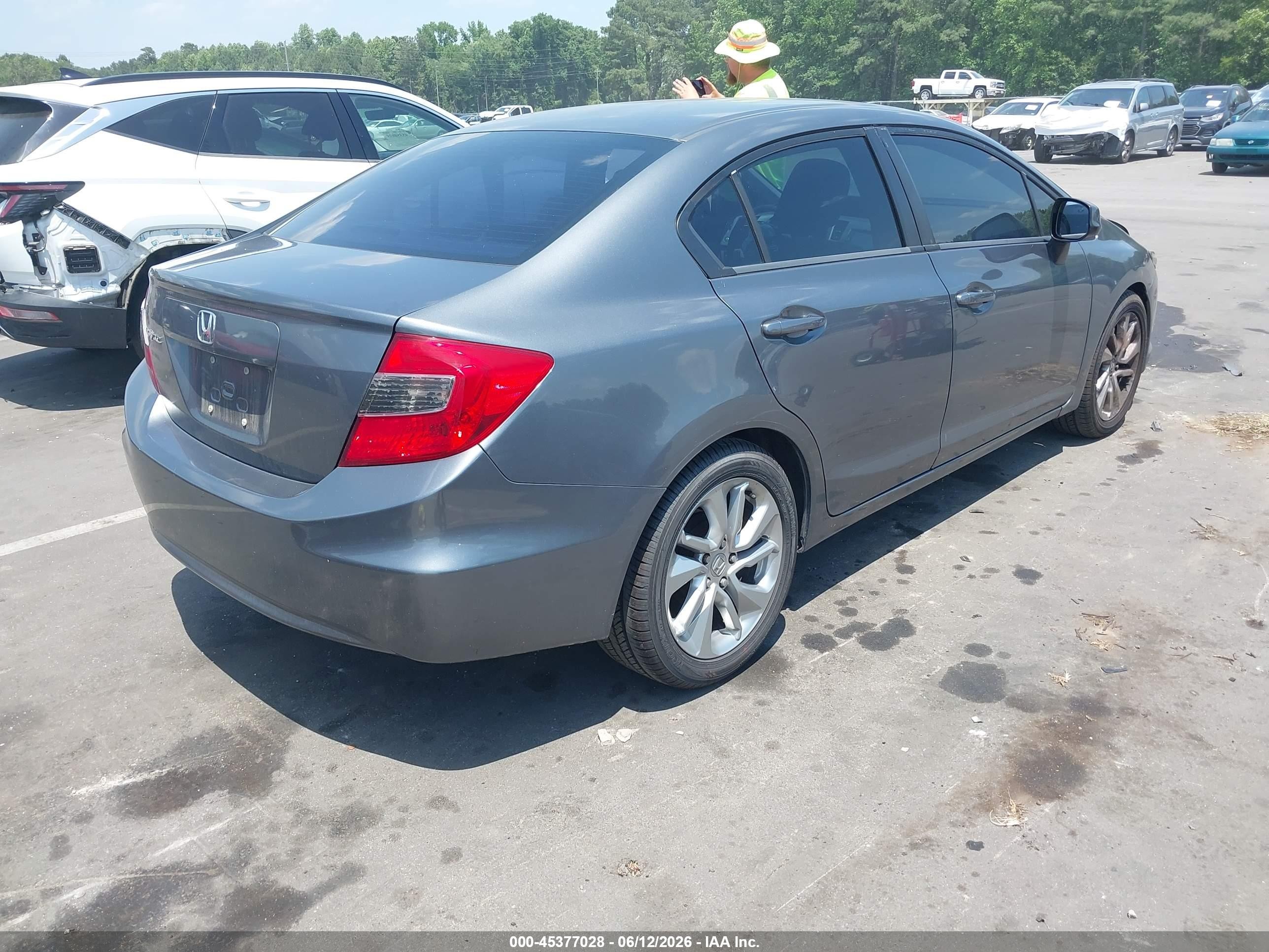 2012 Honda Civic Lx Серый vin: 19XFB2F53CE104576