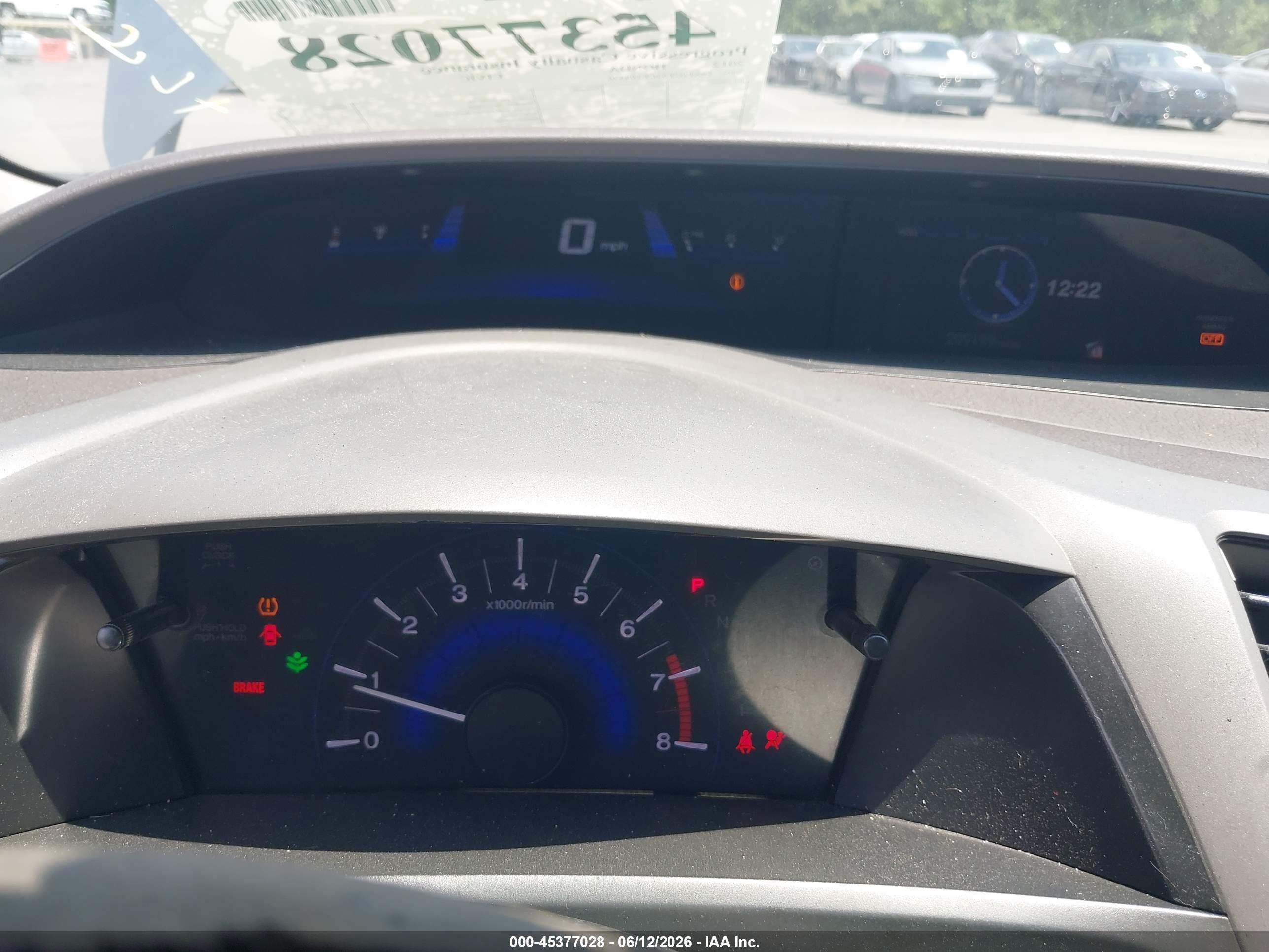 2012 Honda Civic Lx Серый vin: 19XFB2F53CE104576