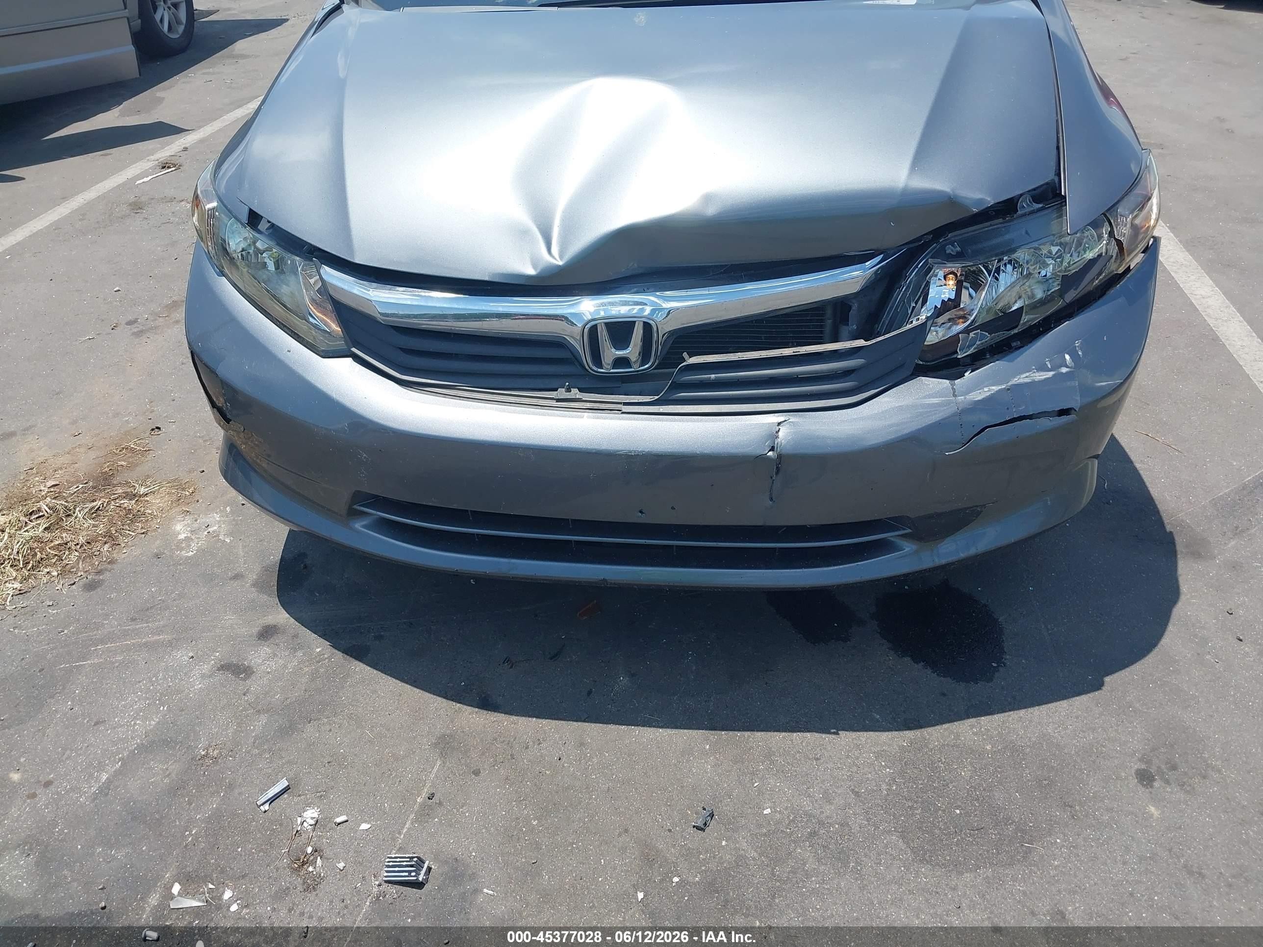 2012 Honda Civic Lx Серый vin: 19XFB2F53CE104576