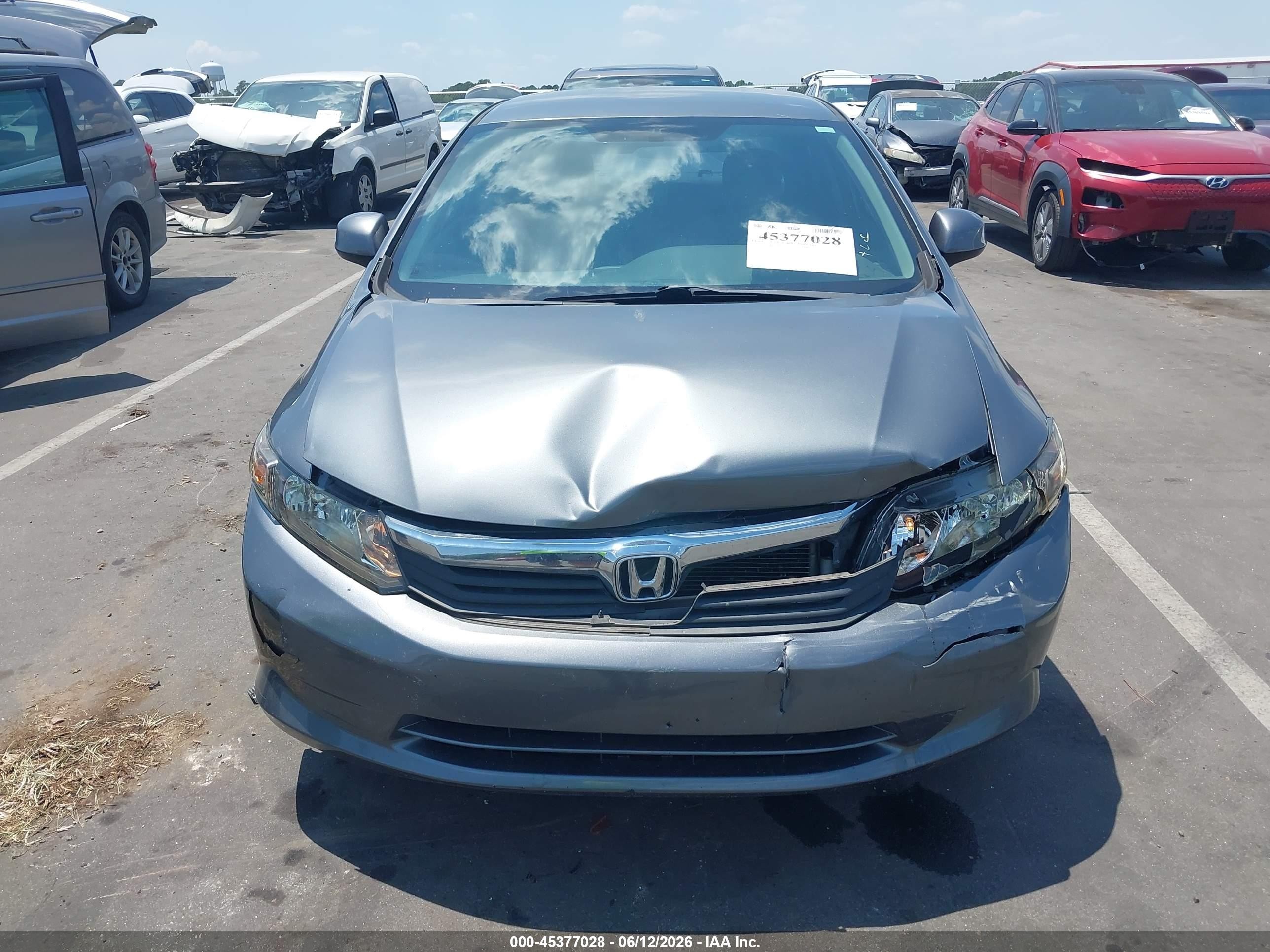2012 Honda Civic Lx Серый vin: 19XFB2F53CE104576