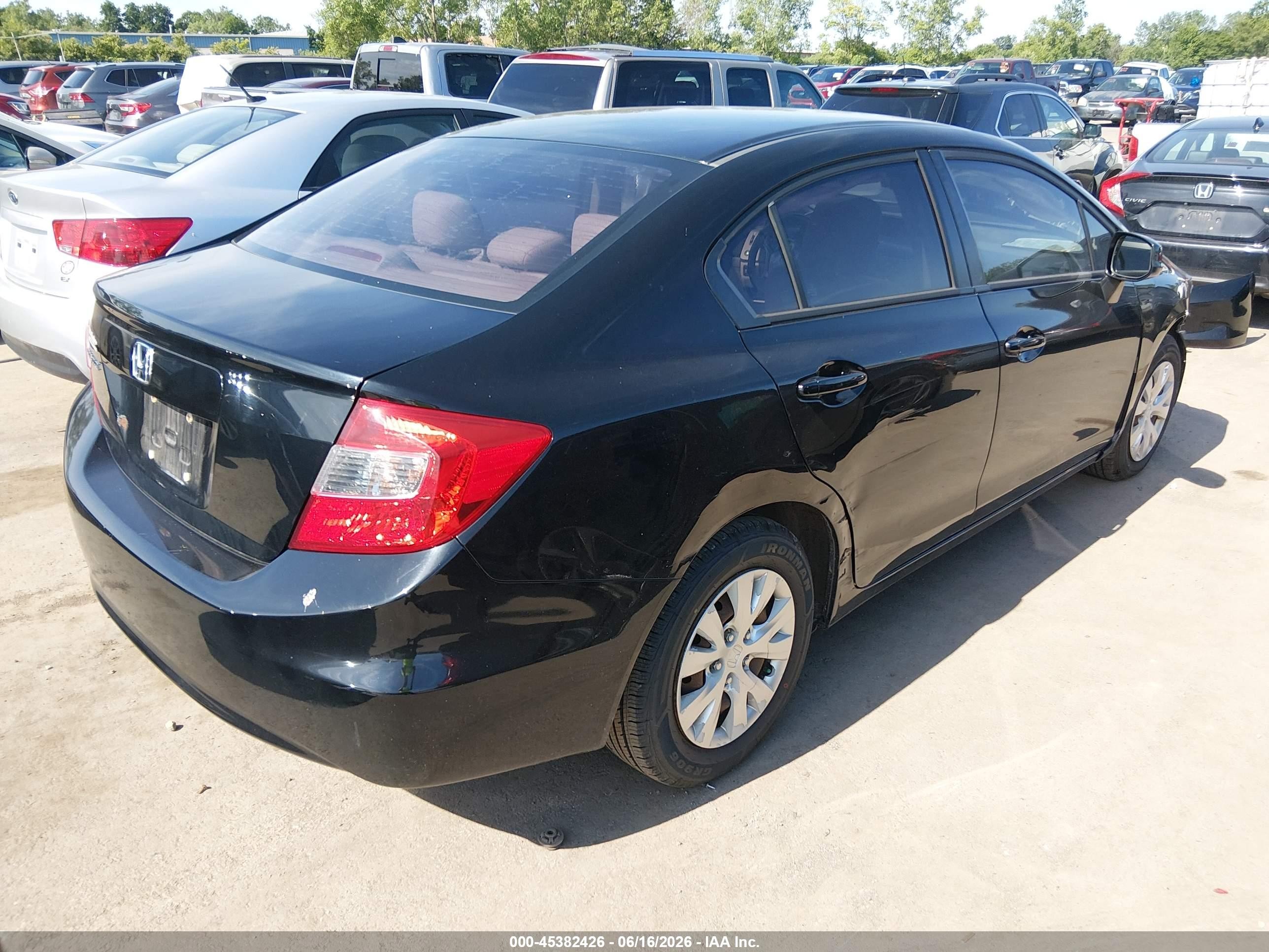 2012 Honda Civic Lx Black vin: 19XFB2F53CE303286
