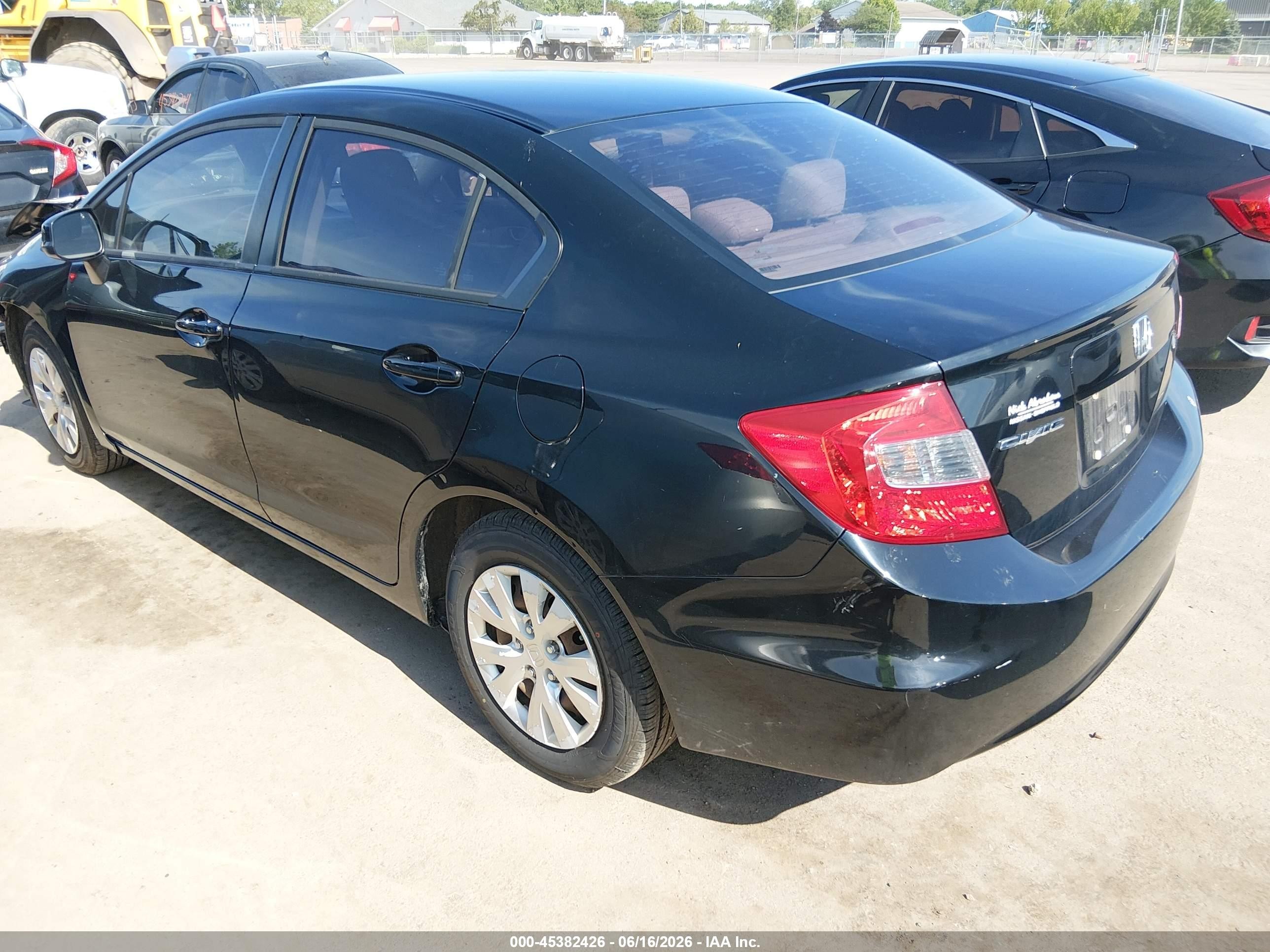 2012 Honda Civic Lx Black vin: 19XFB2F53CE303286
