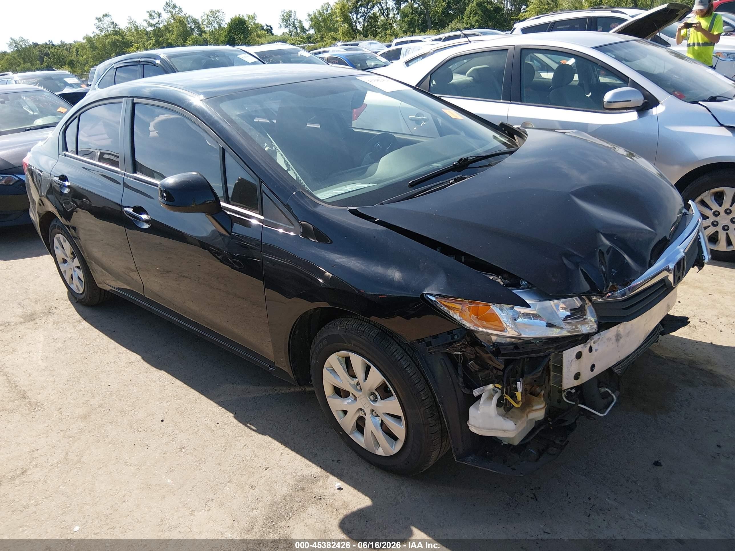 2012 Honda Civic Lx Black vin: 19XFB2F53CE303286