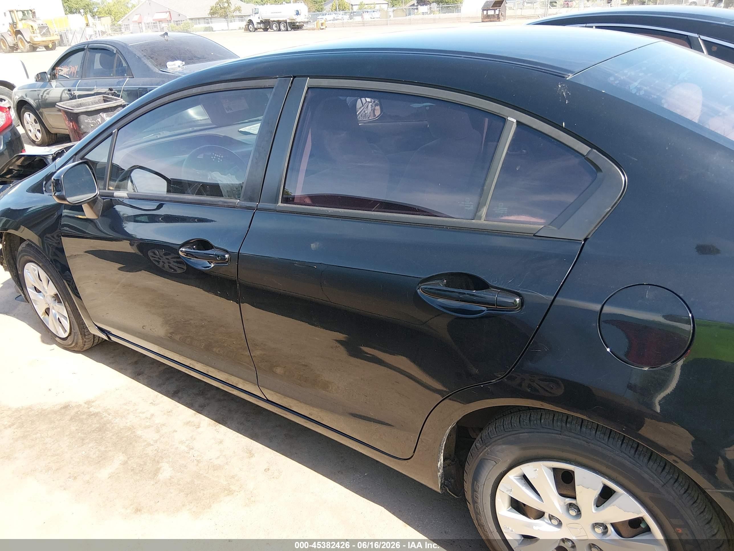 2012 Honda Civic Lx Black vin: 19XFB2F53CE303286