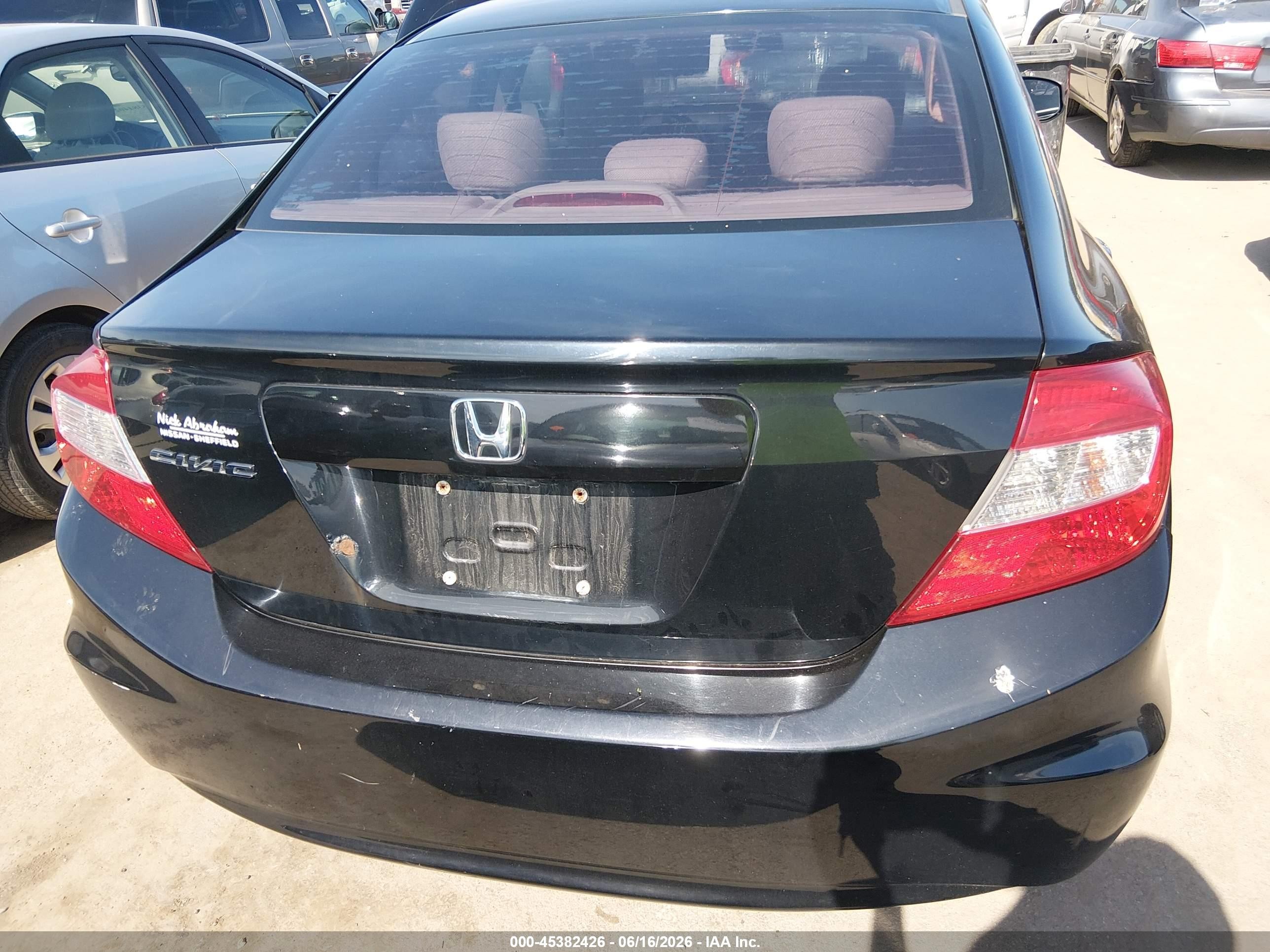 2012 Honda Civic Lx Black vin: 19XFB2F53CE303286