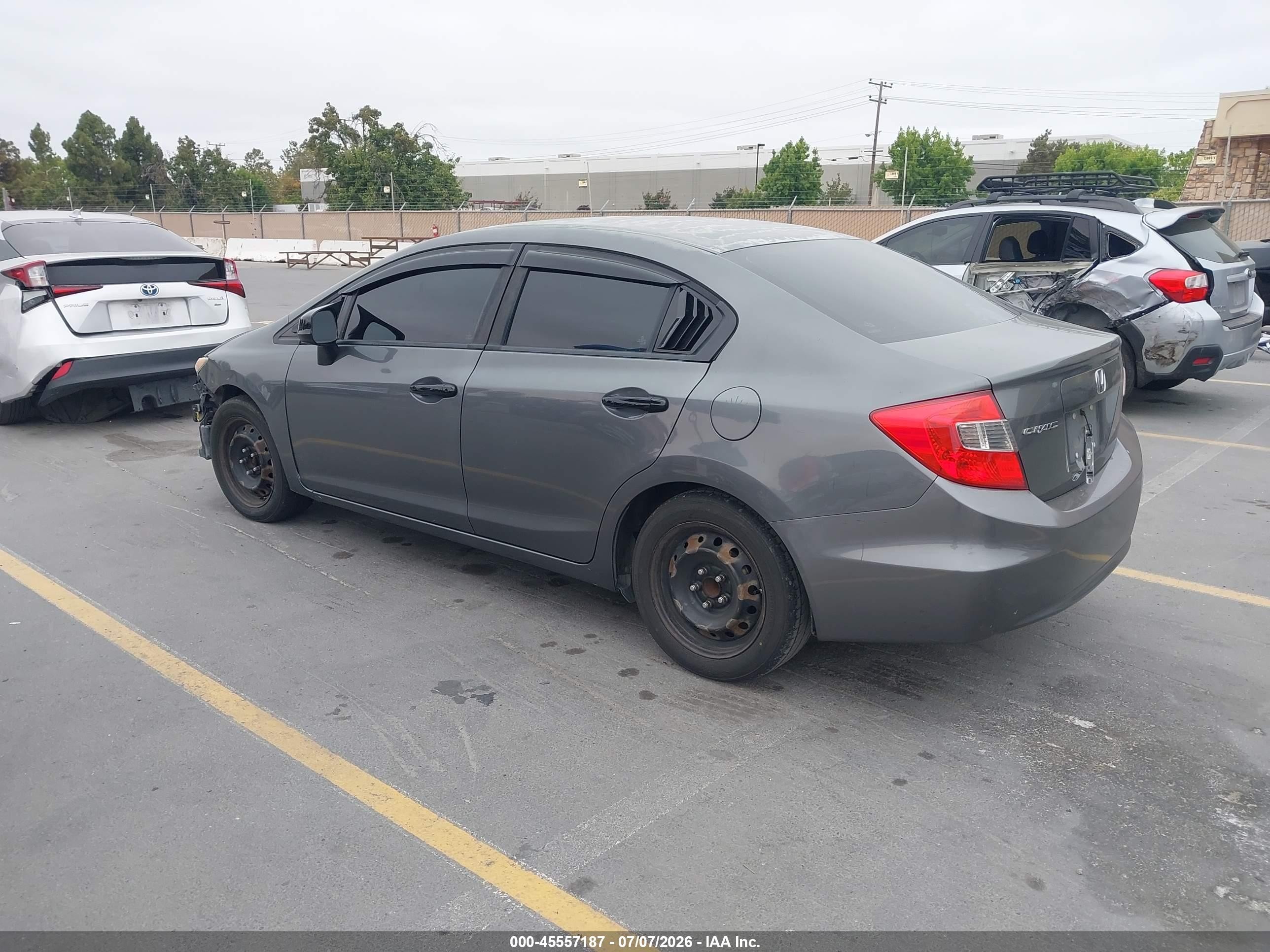 2012 Honda Civic Lx Gray vin: 19XFB2F53CE304583