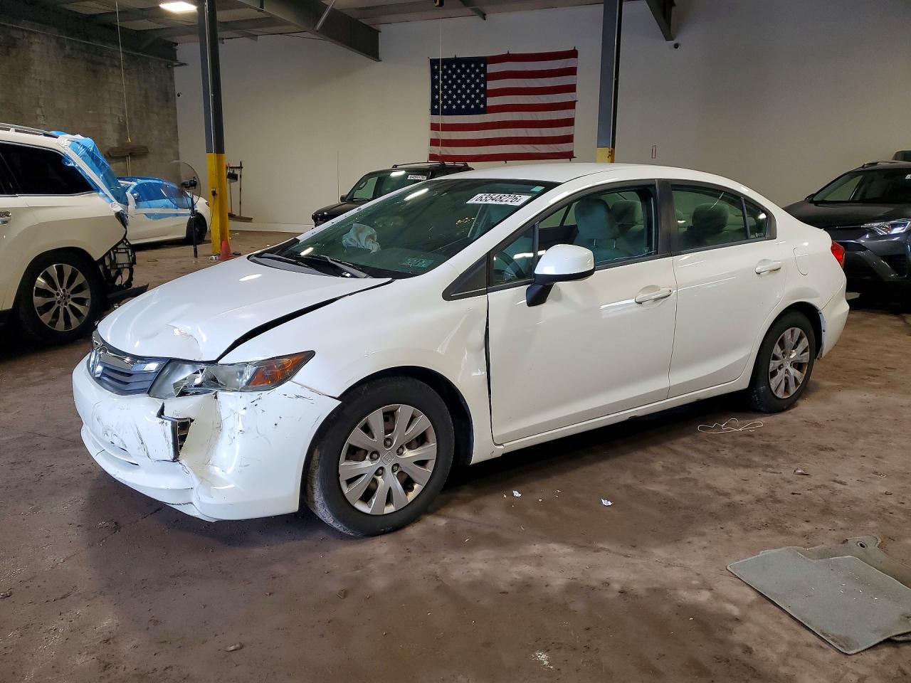2012 Honda Civic Lx White vin: 19XFB2F53CE343707