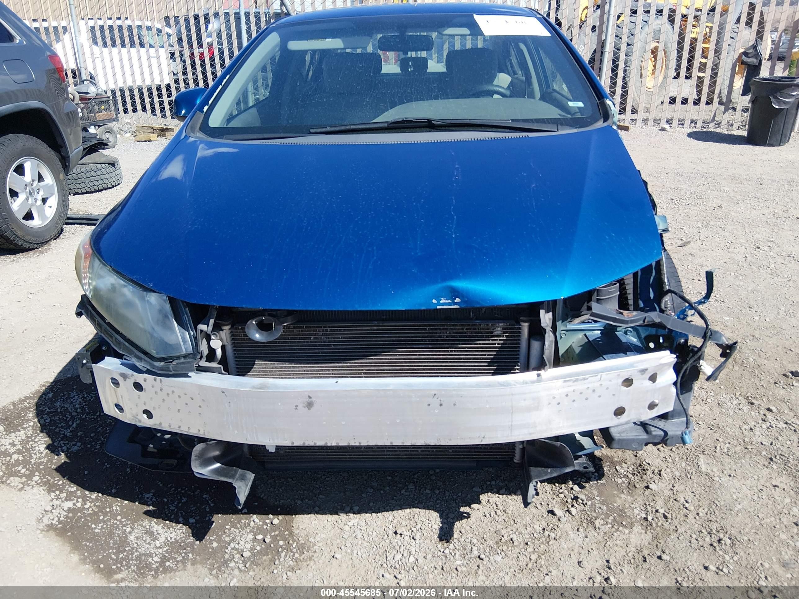 2012 Honda Civic Lx Blue vin: 19XFB2F53CE345750