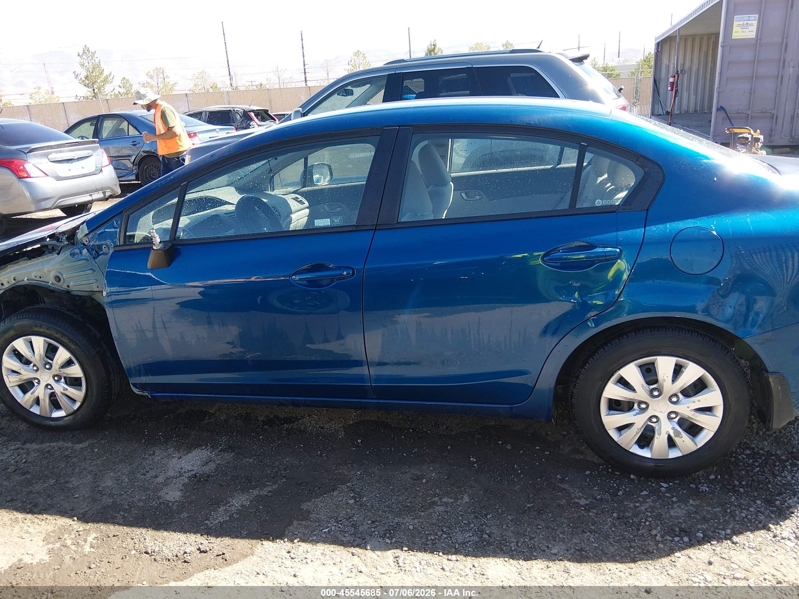 2012 Honda Civic Lx Blue vin: 19XFB2F53CE345750