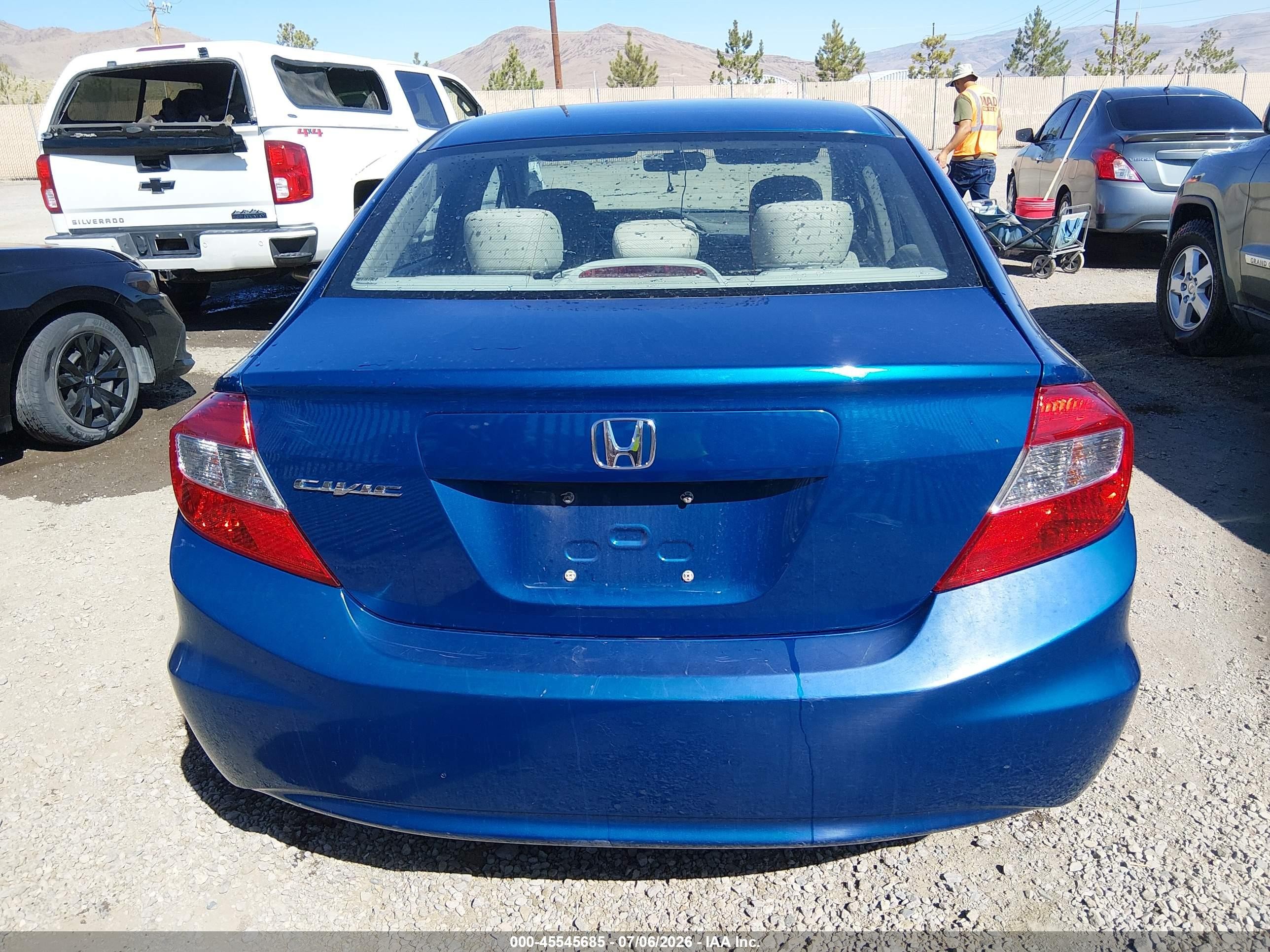 2012 Honda Civic Lx Blue vin: 19XFB2F53CE345750