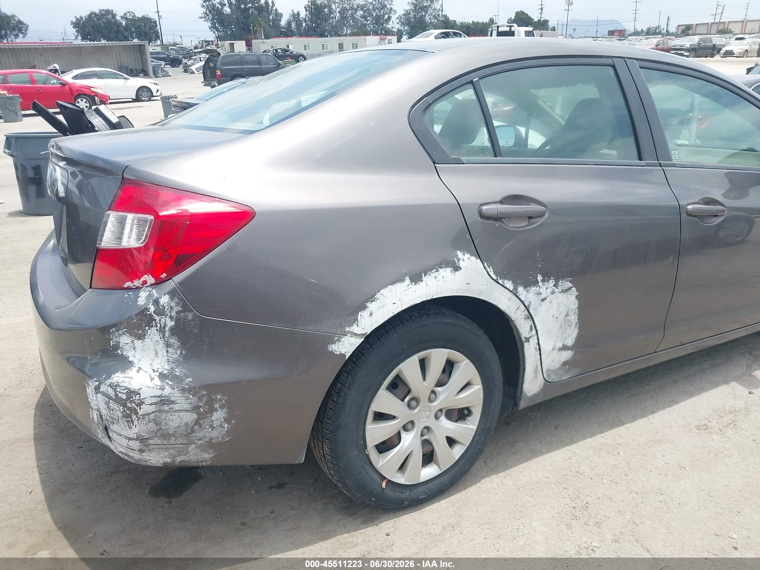 2012 Honda Civic Lx Gray vin: 19XFB2F53CE357350