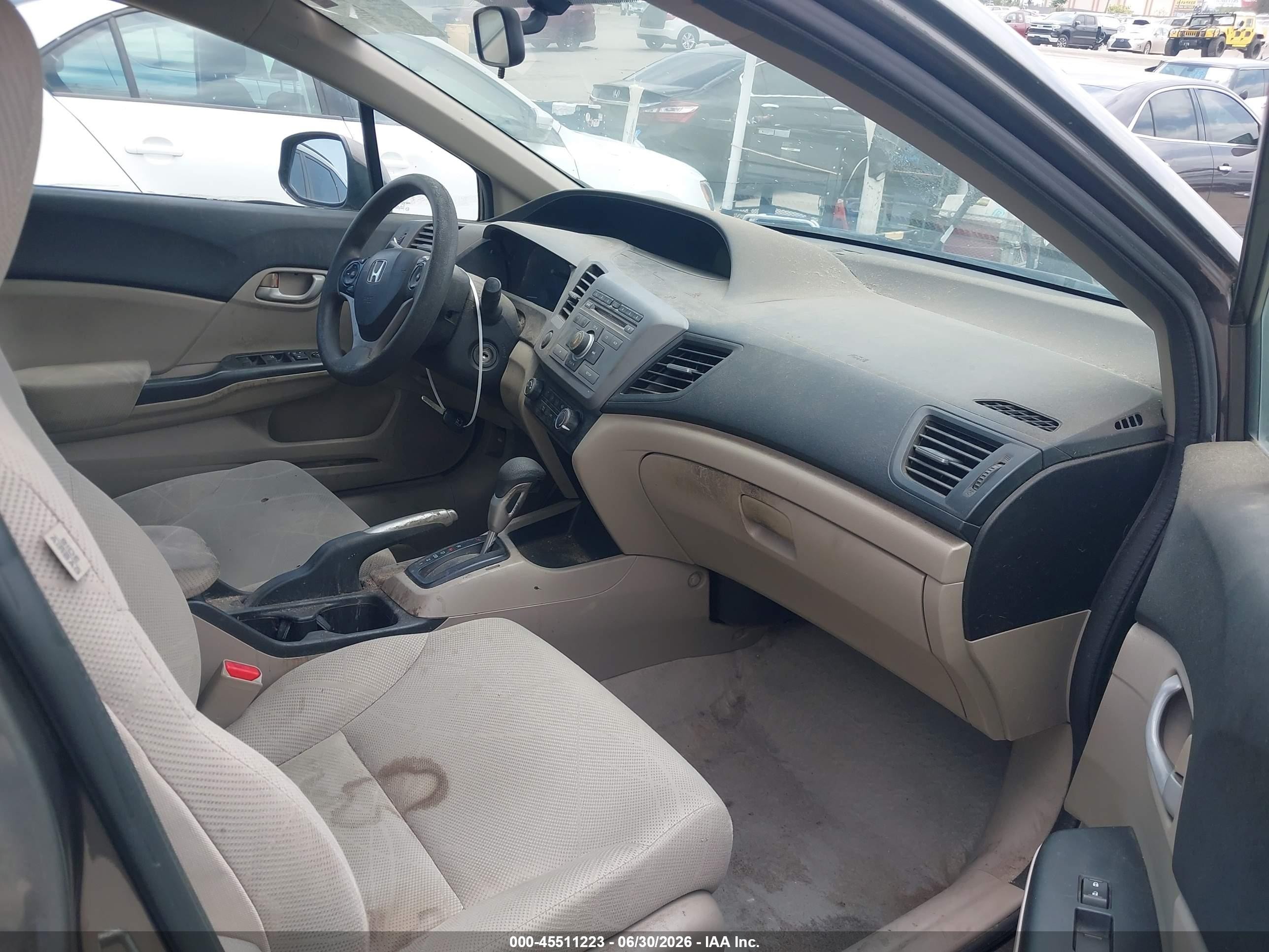 2012 Honda Civic Lx Gray vin: 19XFB2F53CE357350