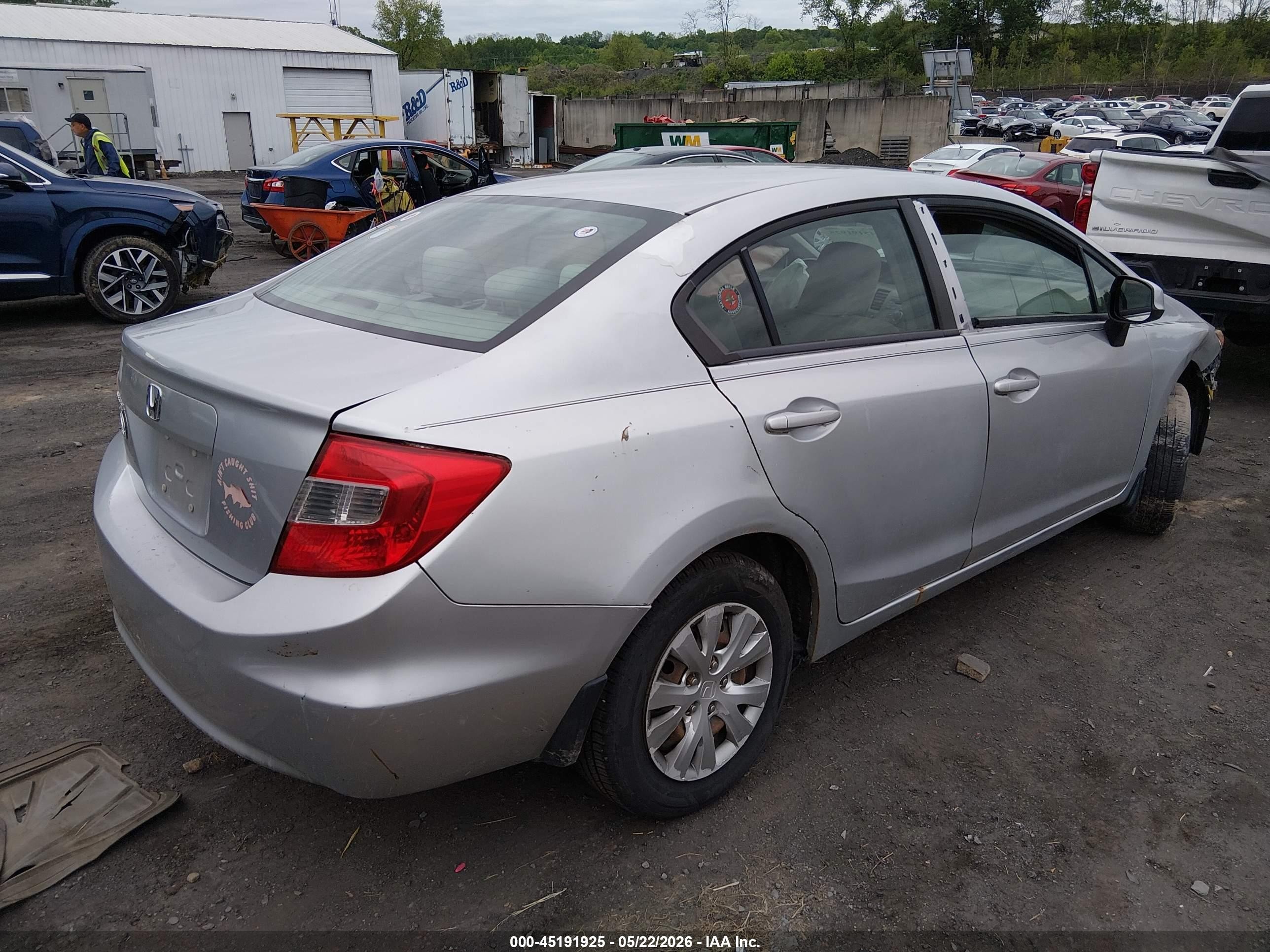 2012 Honda Civic Lx Silver vin: 19XFB2F53CE360068
