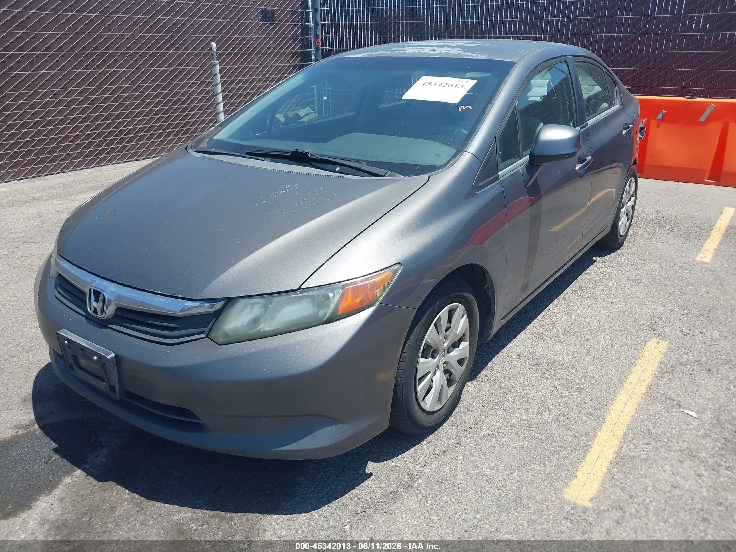 2012 Honda Civic Lx Gray vin: 19XFB2F53CE363861