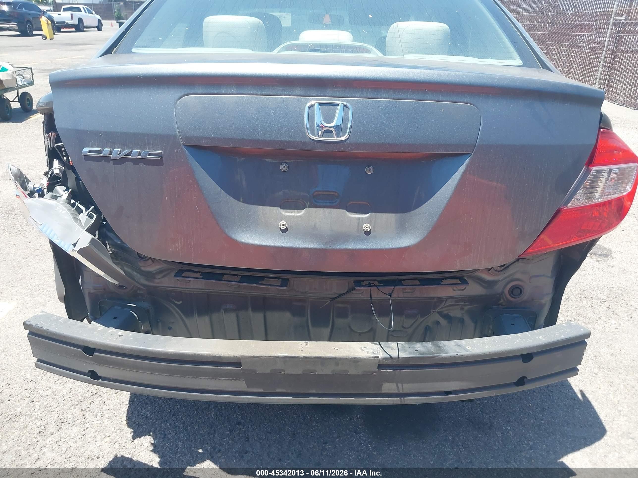 2012 Honda Civic Lx Gray vin: 19XFB2F53CE363861