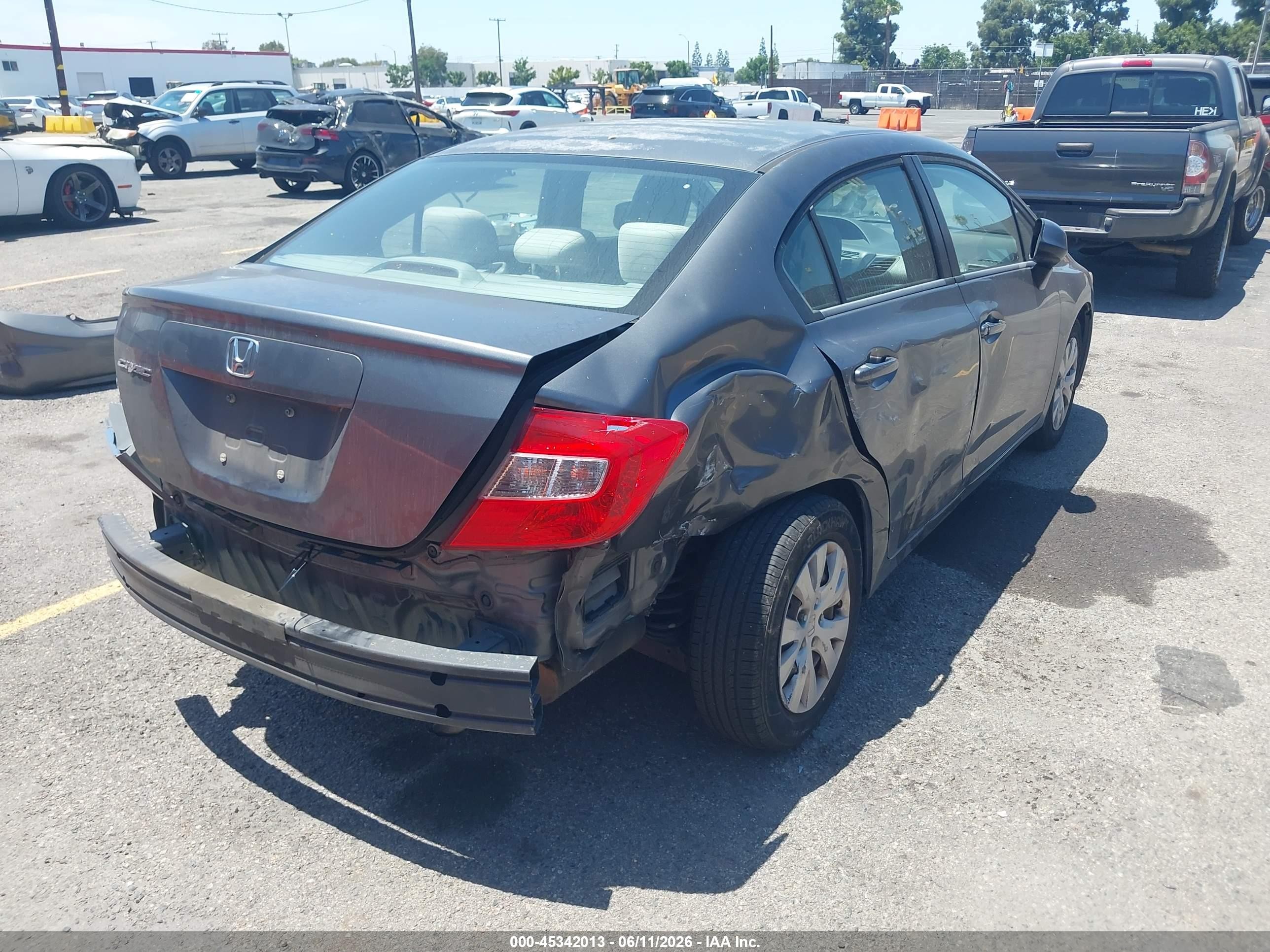 2012 Honda Civic Lx Gray vin: 19XFB2F53CE363861