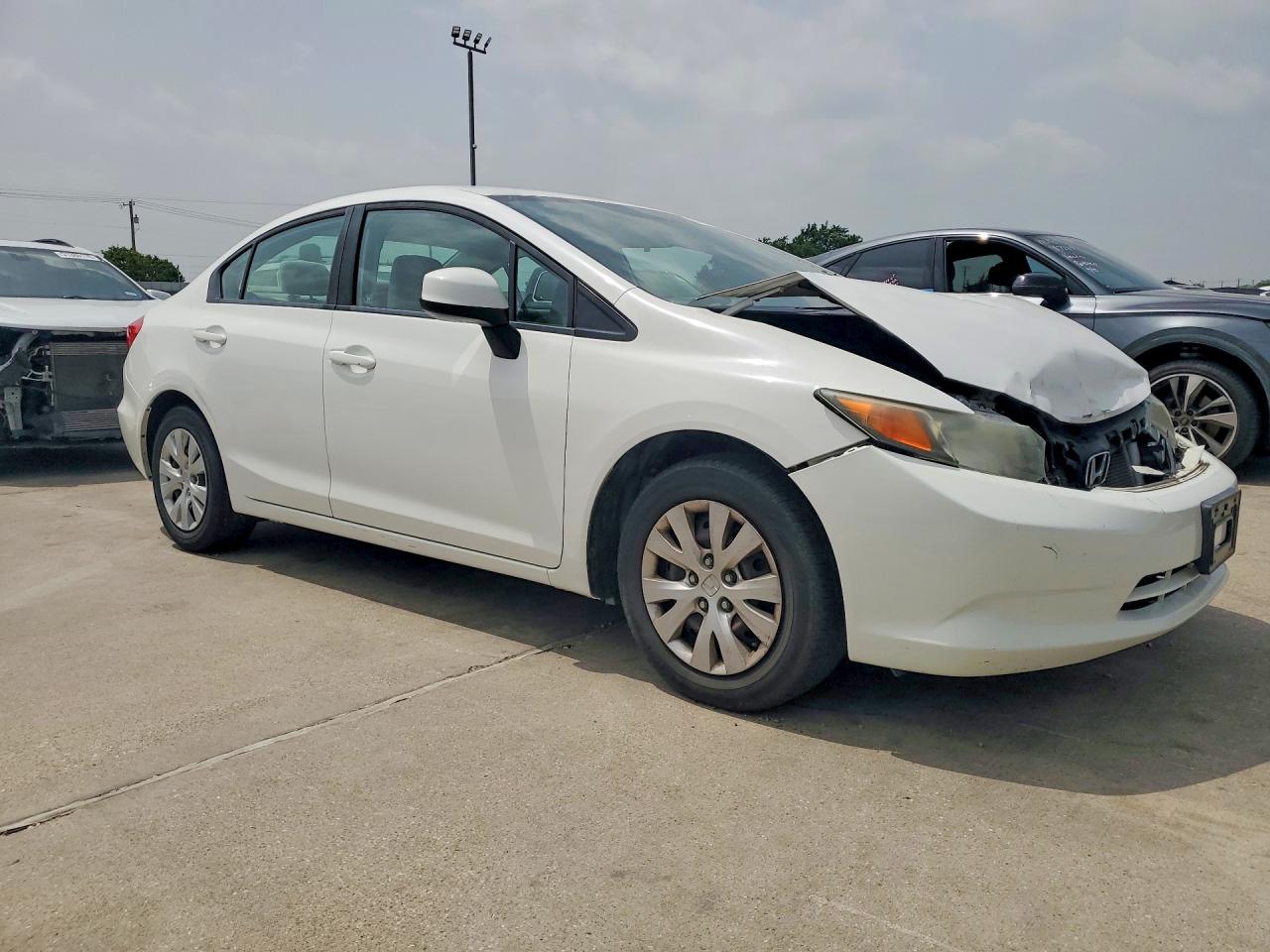 2012 Honda Civic Lx White vin: 19XFB2F53CE372107