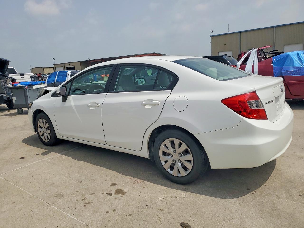 2012 Honda Civic Lx White vin: 19XFB2F53CE372107