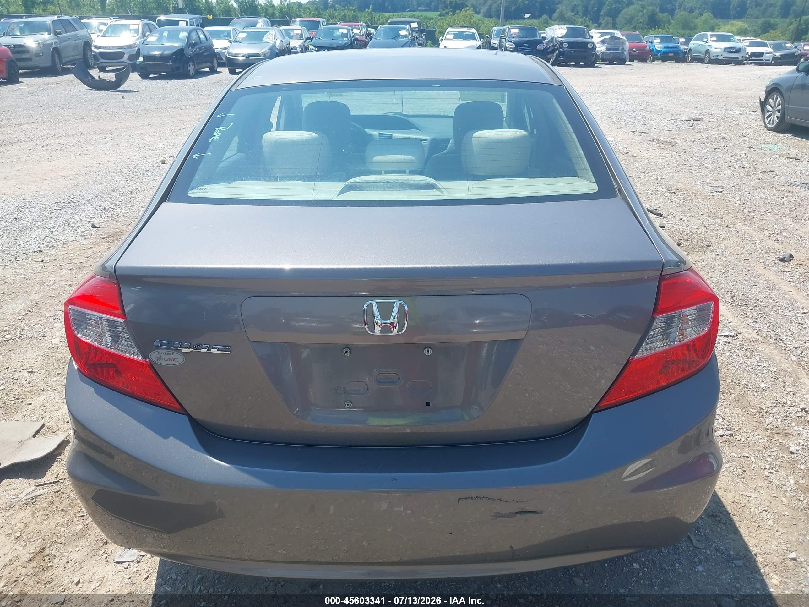 2012 Honda Civic Lx Gray vin: 19XFB2F53CE377176