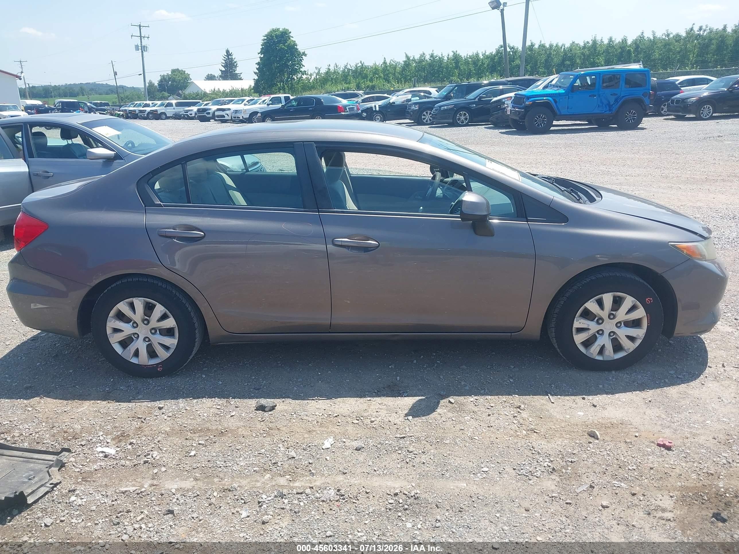 2012 Honda Civic Lx Gray vin: 19XFB2F53CE377176